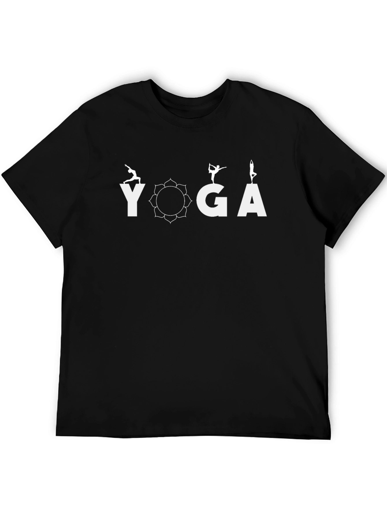 Yoga Pose T-Shirt - Black Cotton Blend Meditative Design