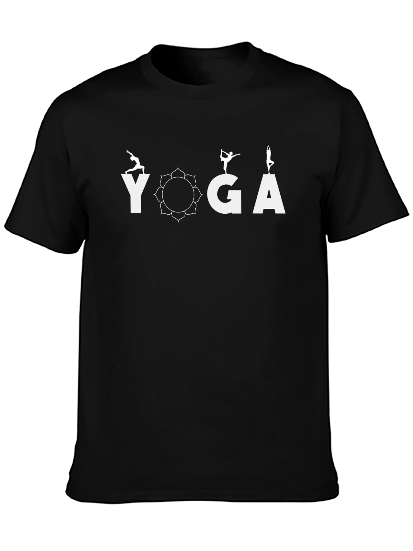 Yoga Pose T-Shirt - Black Cotton Blend Meditative Design