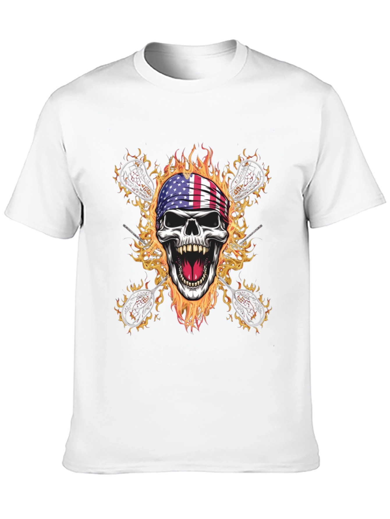 American Flag Skull Lacrosse T-Shirt
