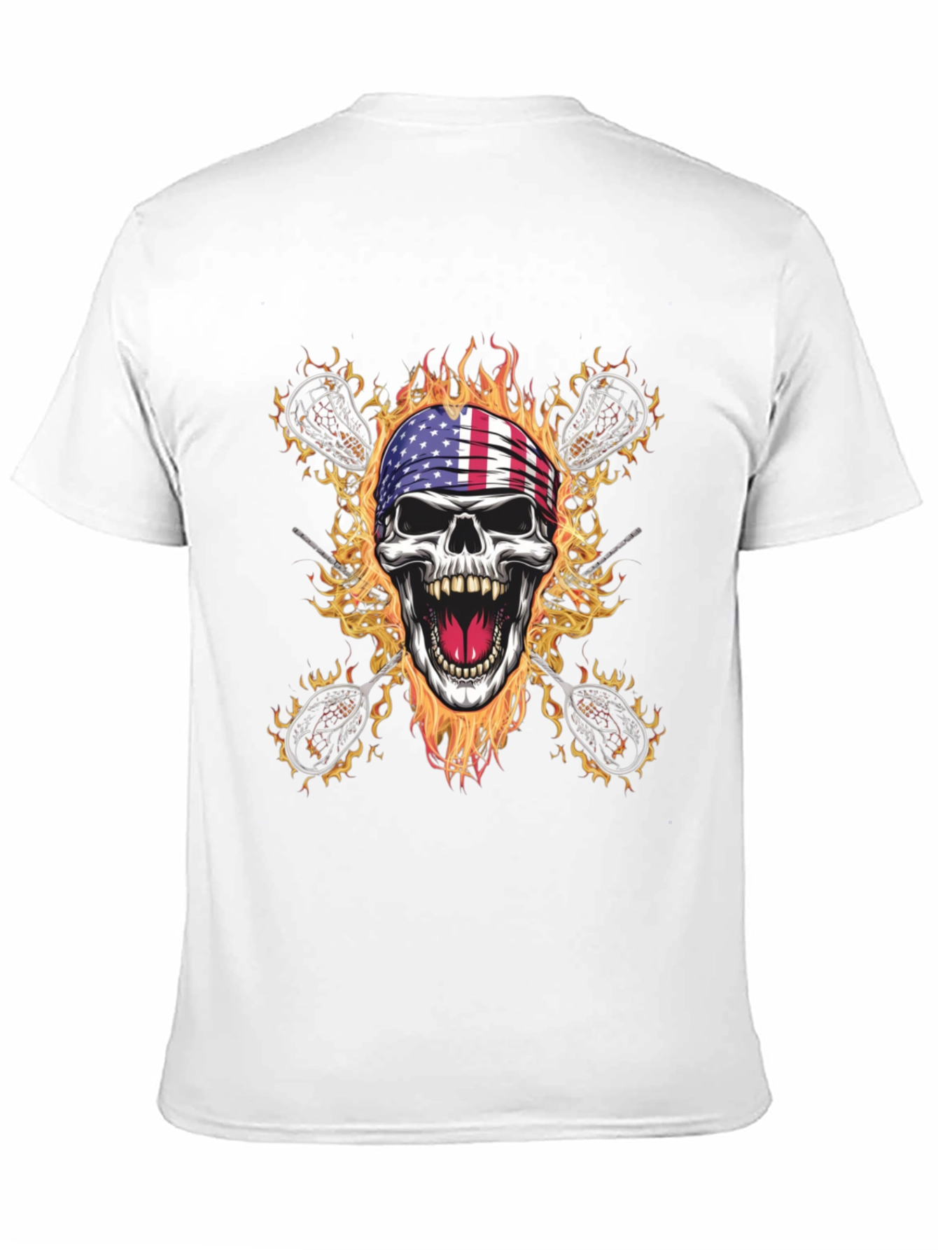American Flag Skull Lacrosse T-Shirt