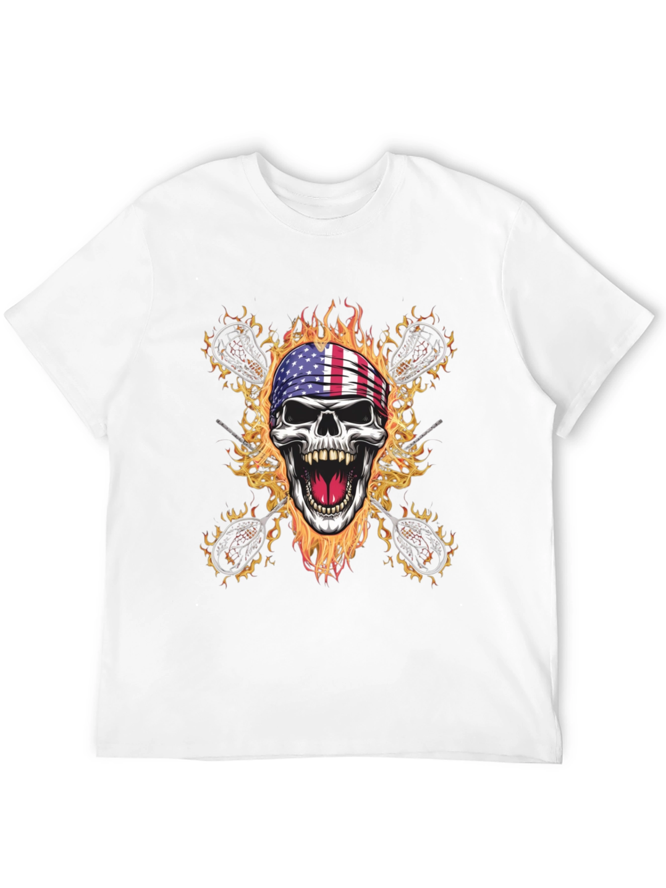 American Flag Skull Lacrosse T-Shirt