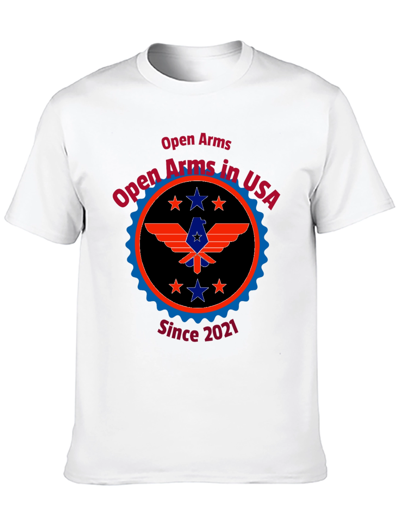 Open Arms in USA Black Tee - Patriotic Design