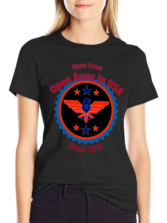 Open Arms in USA Black Tee - Patriotic Design