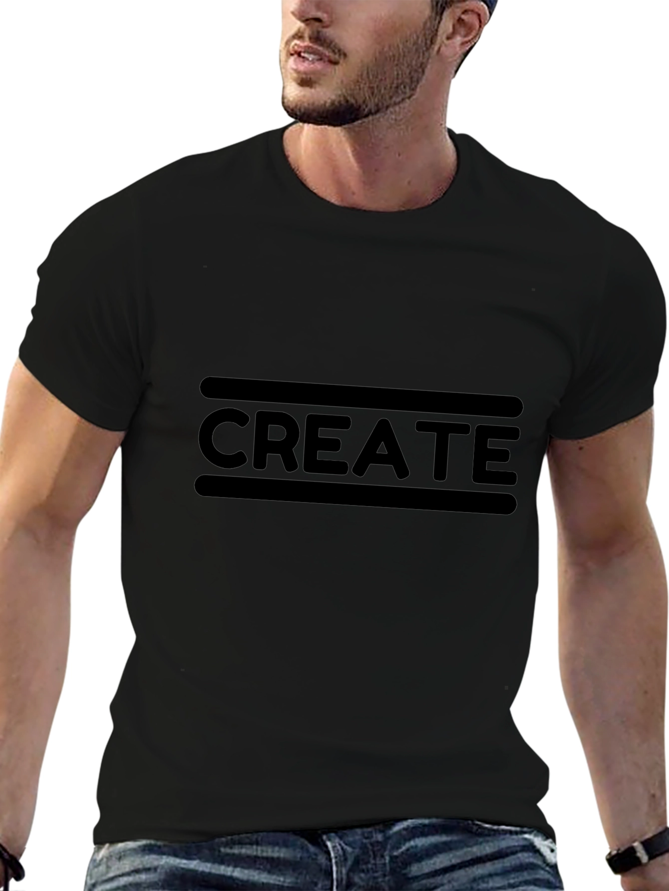 Create Graphic Tee - Black Cotton T-Shirt