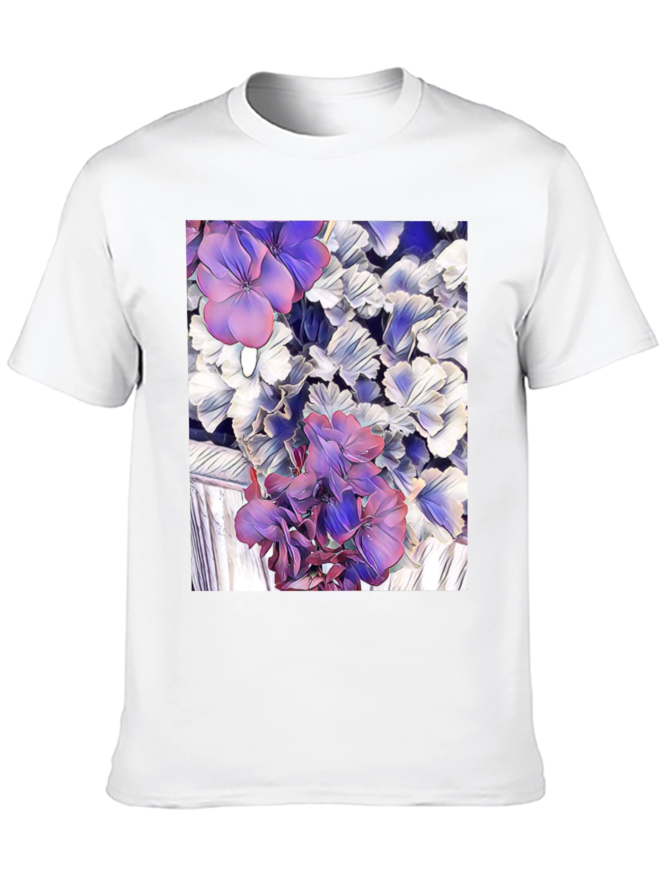 Floral Print Black T-Shirt - Unique Artistic Design