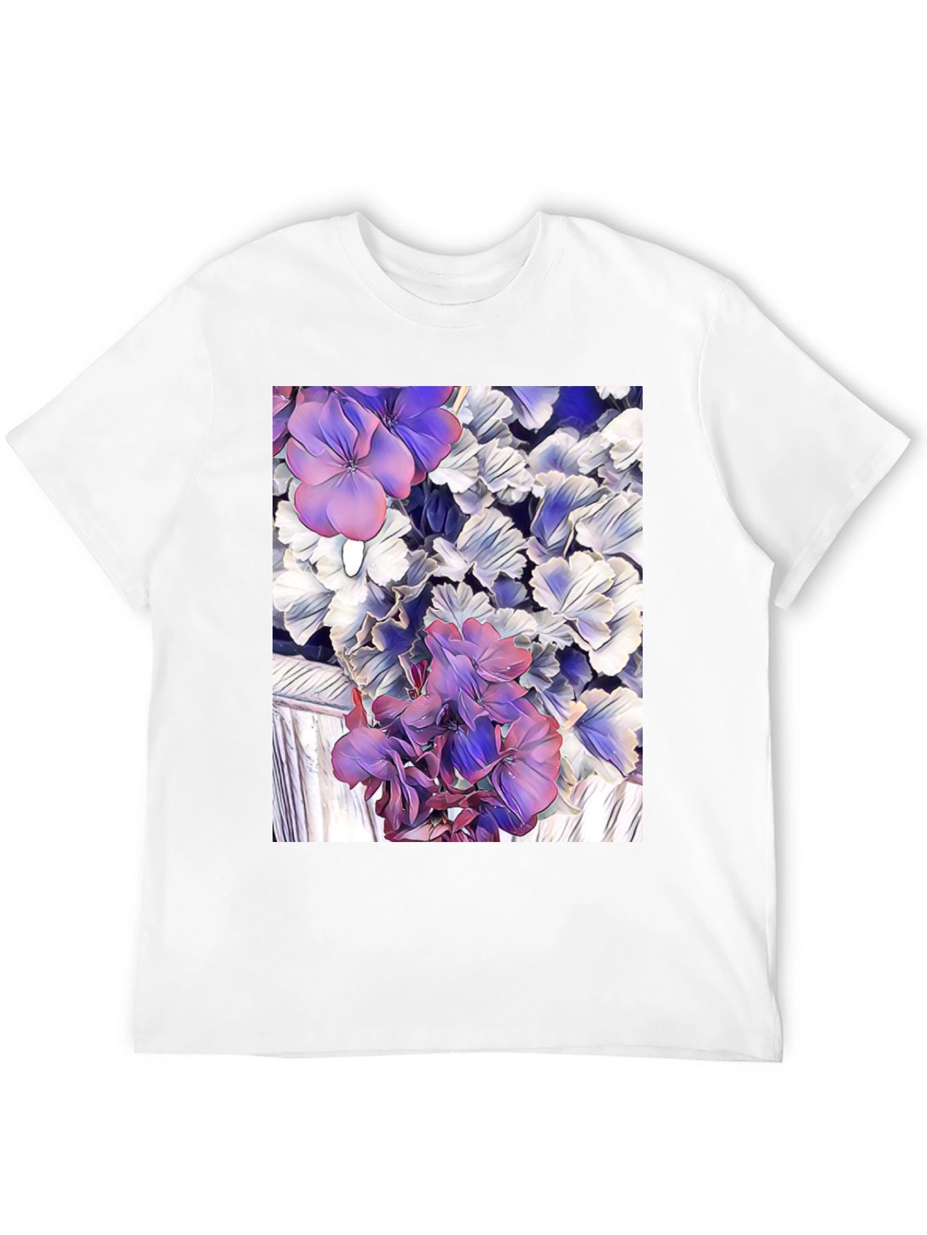 Floral Print Black T-Shirt - Unique Artistic Design