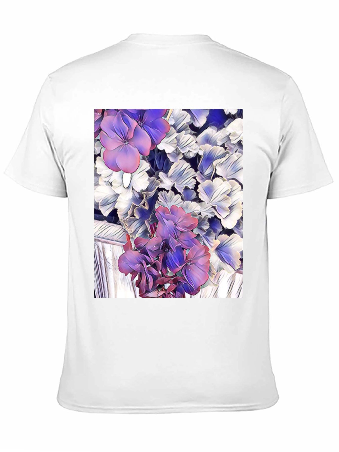 Floral Print Black T-Shirt - Unique Artistic Design
