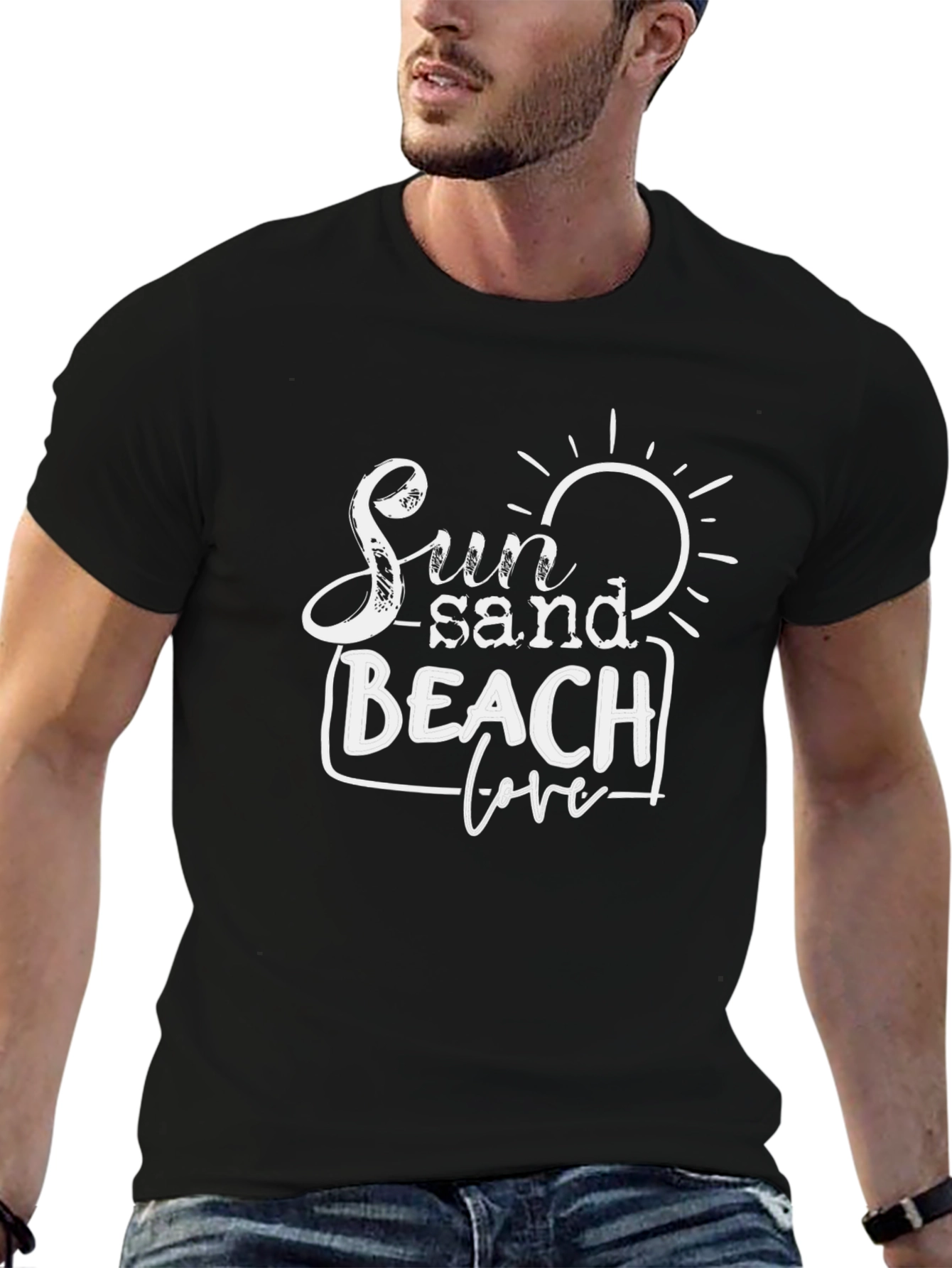 Sun Sand Beach Love Black Graphic Tee