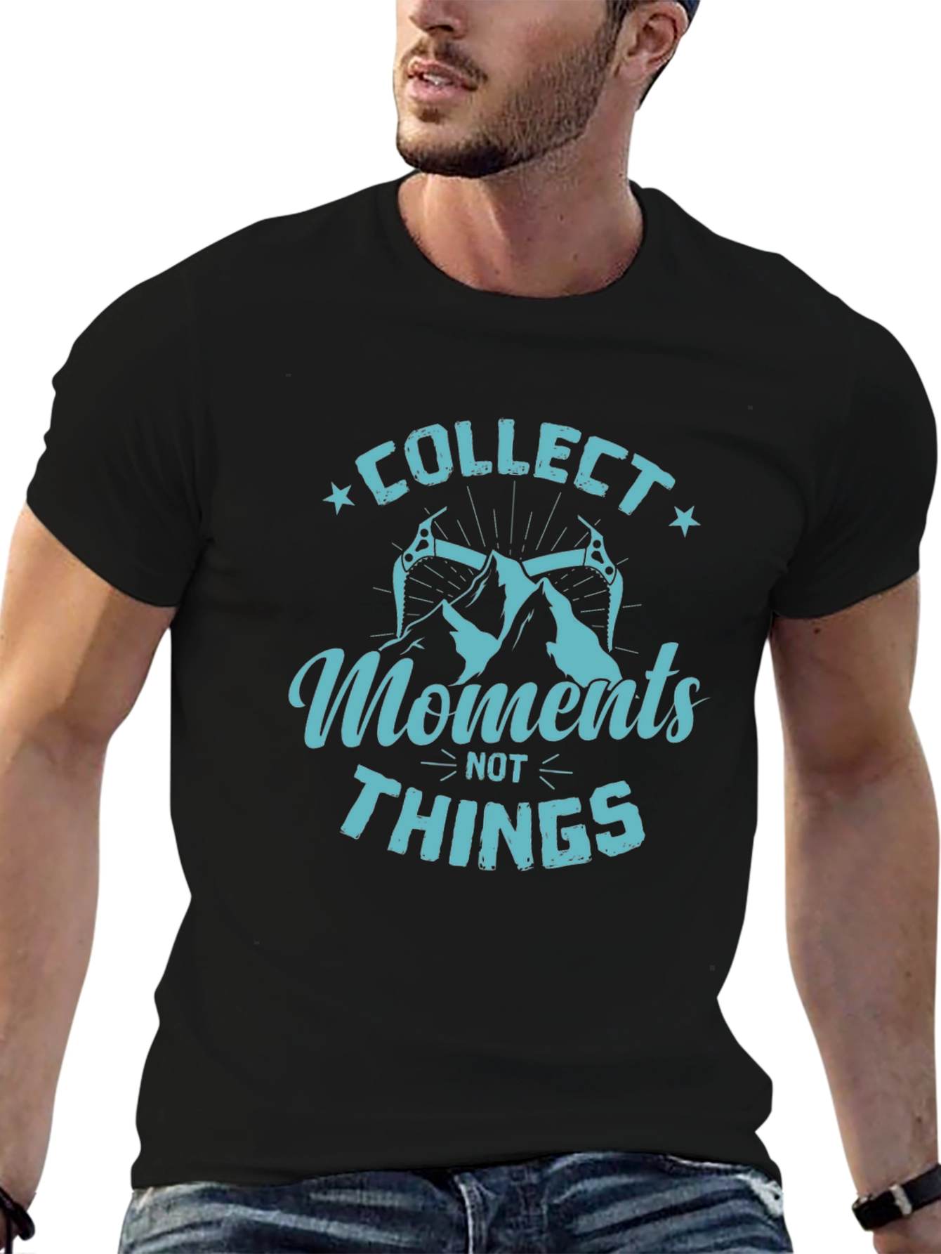 Collect Moments Not Things Black Graphic Tee