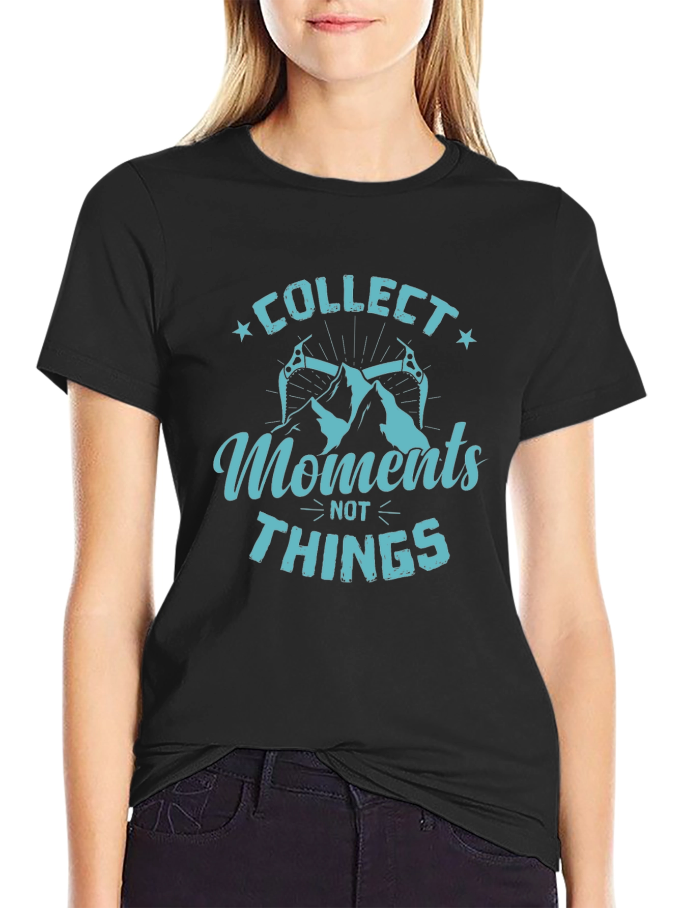 Collect Moments Not Things Black Graphic Tee