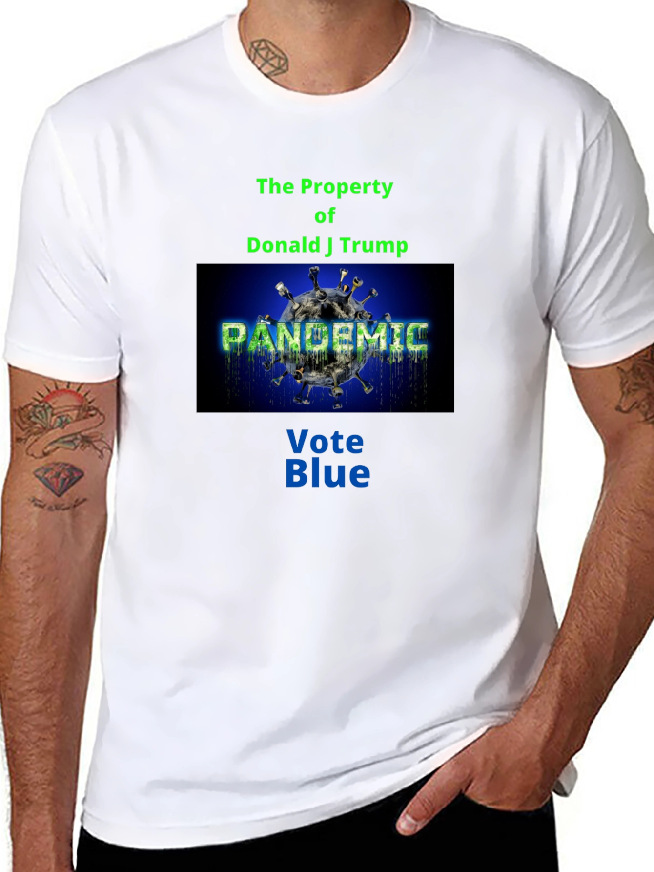 Political Statement T-Shirt: Vote Blue Pandemic Design