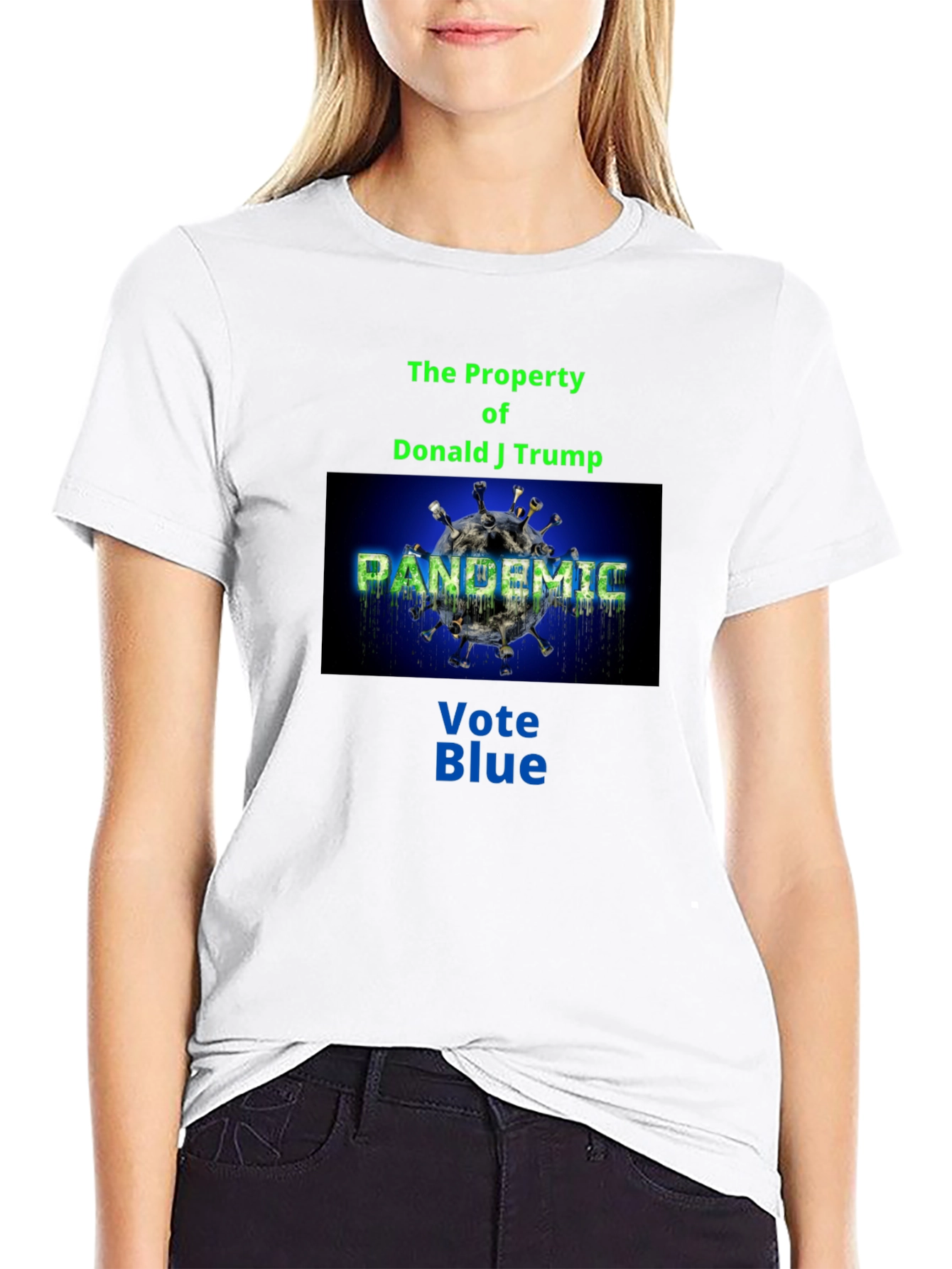Political Statement T-Shirt: Vote Blue Pandemic Design