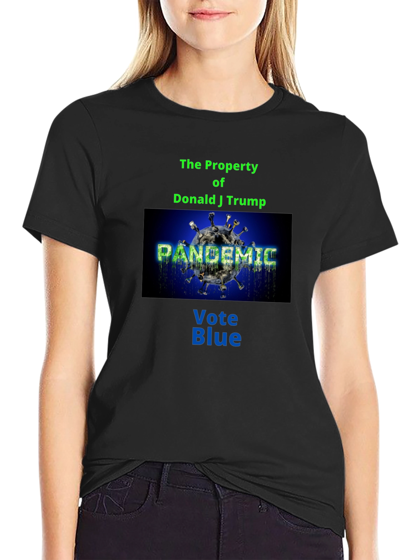 Political Statement T-Shirt: Vote Blue Pandemic Design