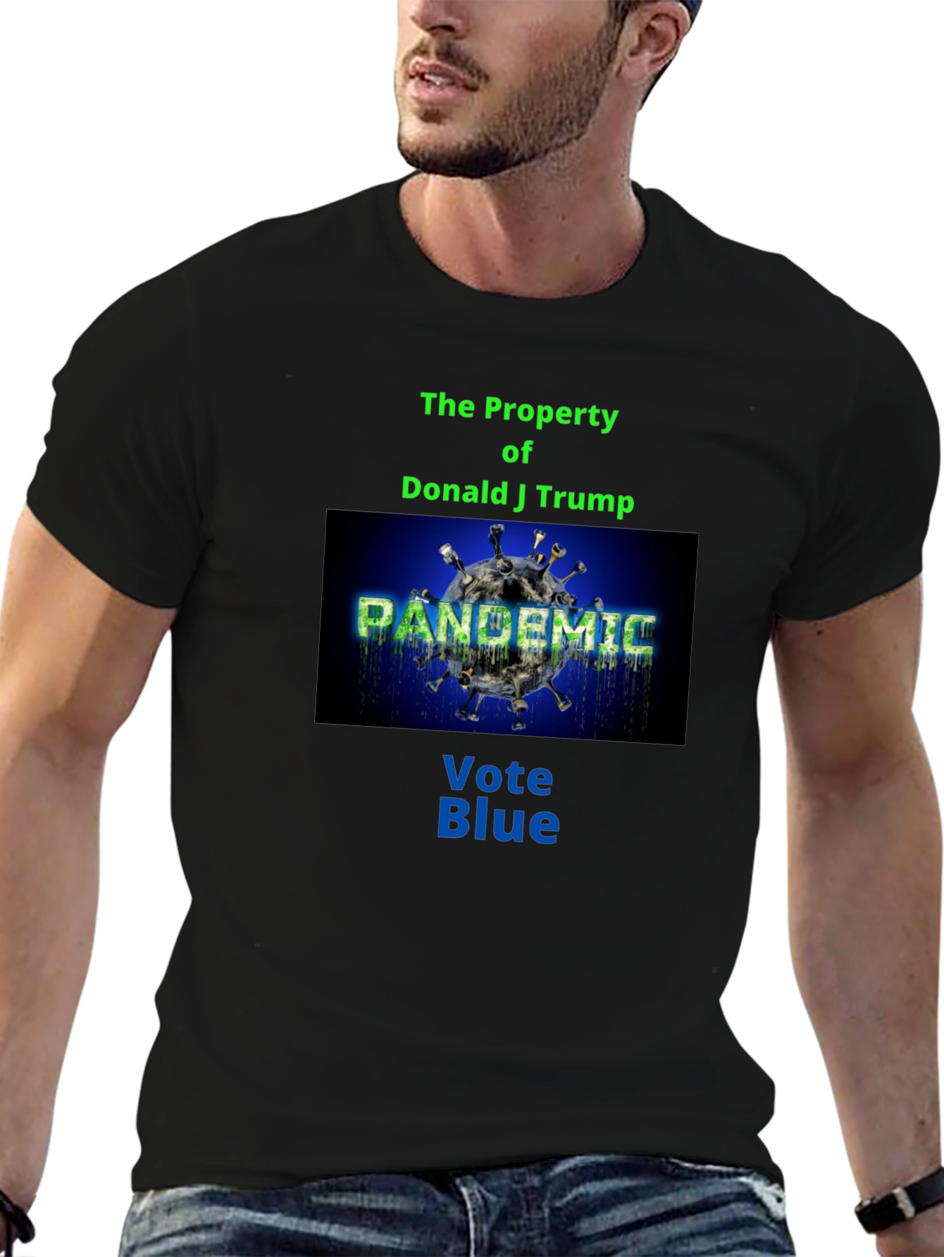 Political Statement T-Shirt: Vote Blue Pandemic Design