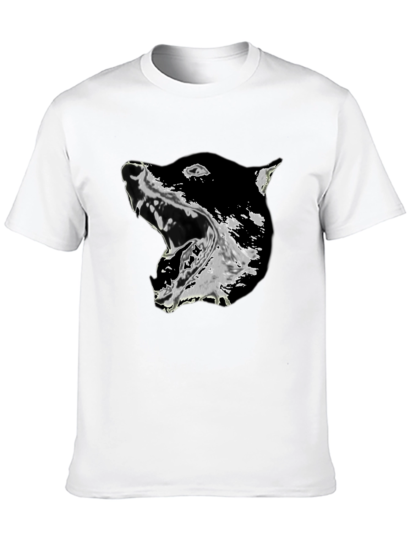 Black Graphic Tee - Growling Dog Print