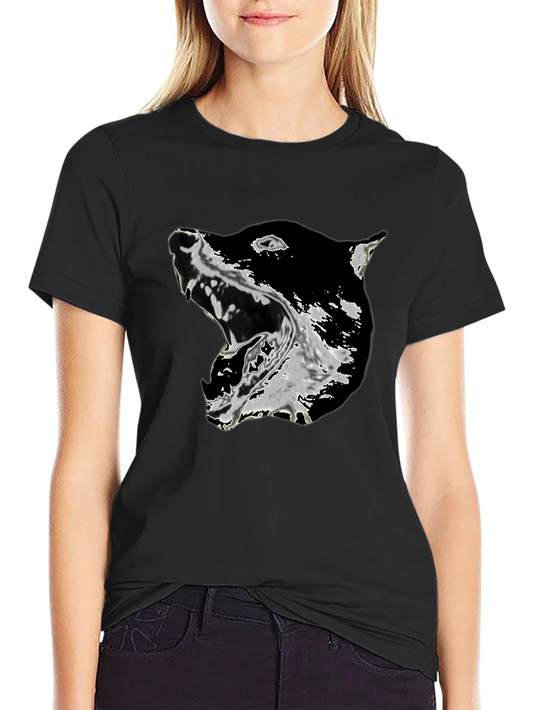 Black Graphic Tee - Growling Dog Print