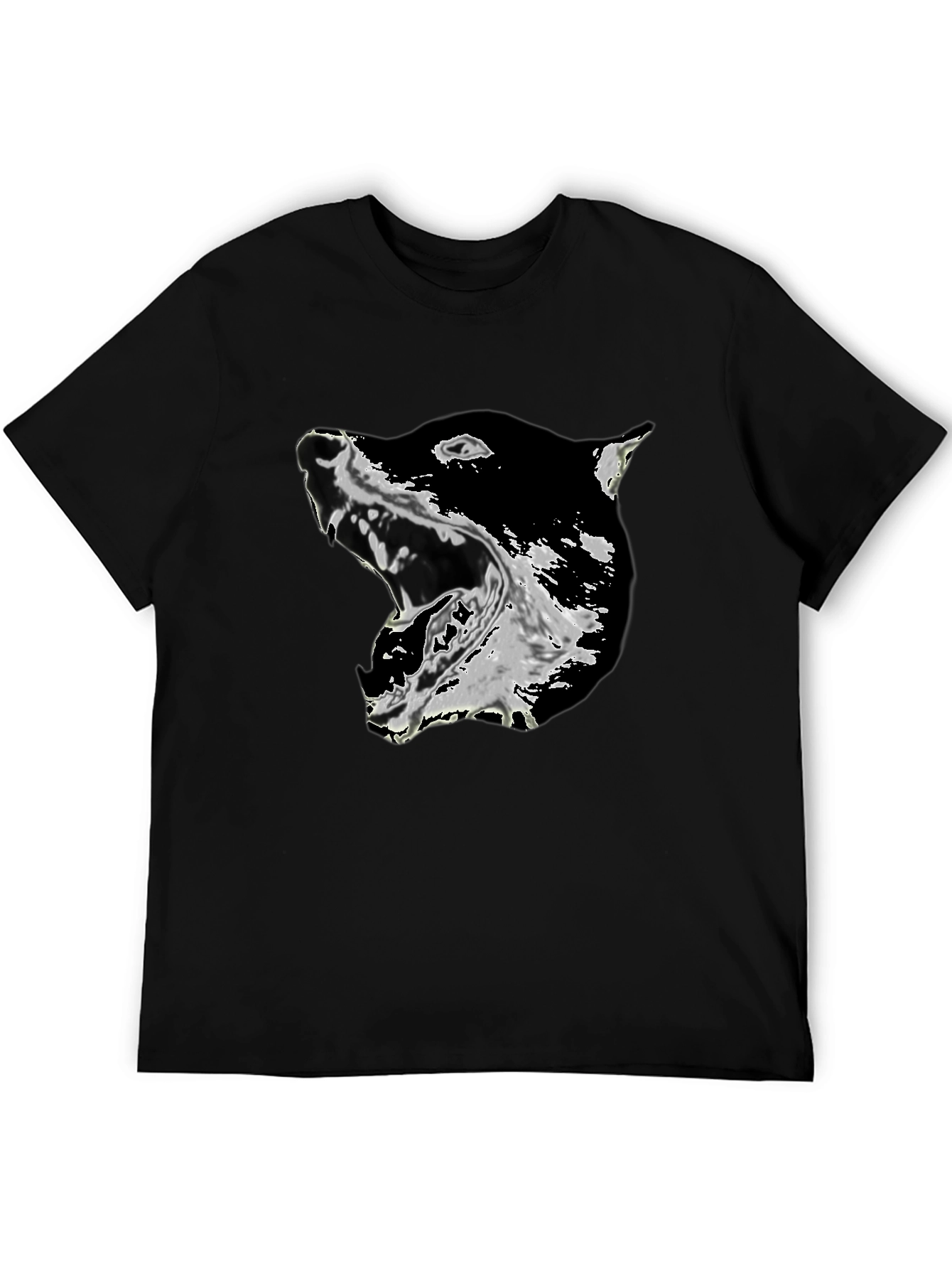 Black Graphic Tee - Growling Dog Print
