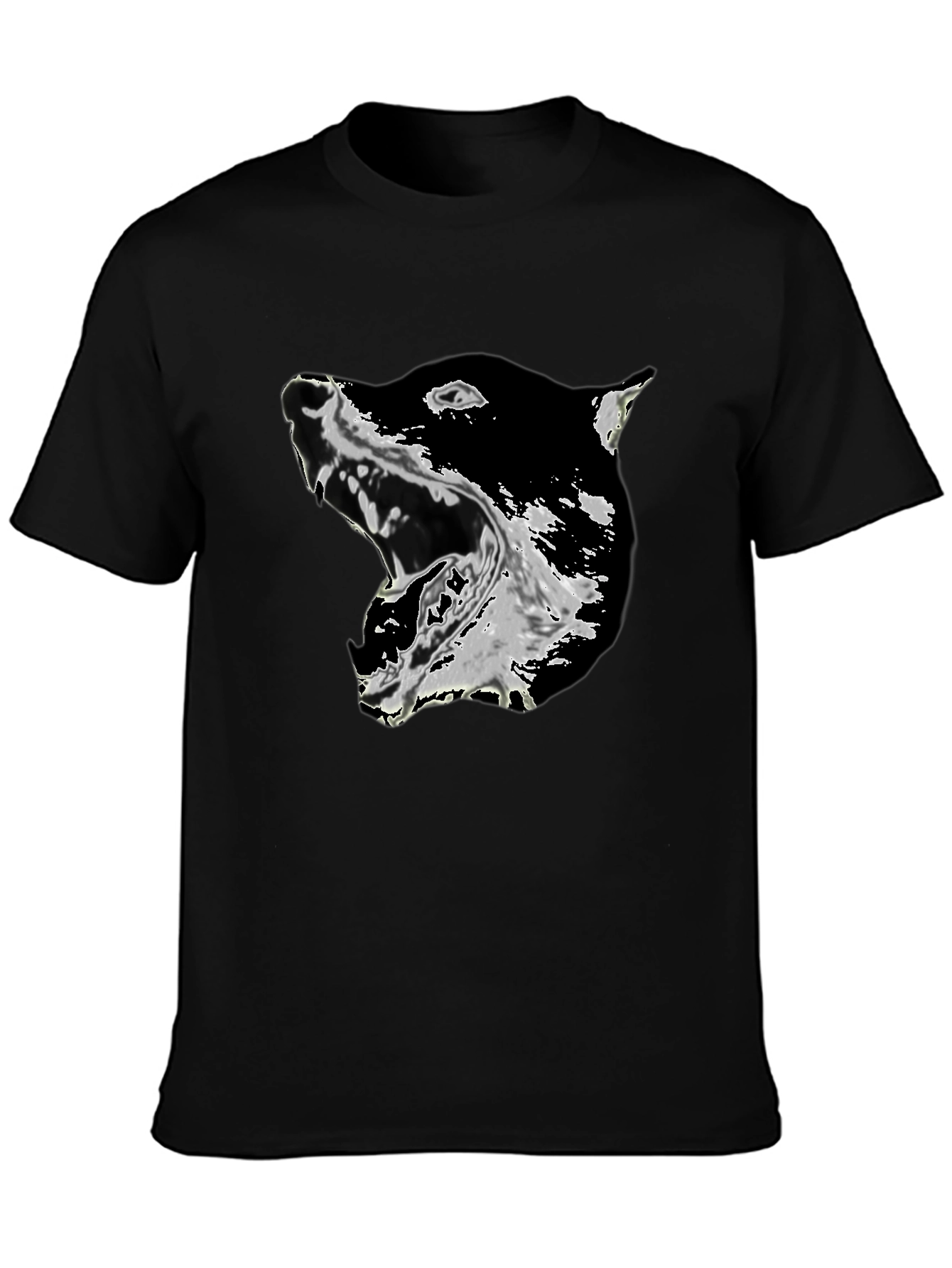 Black Graphic Tee - Growling Dog Print
