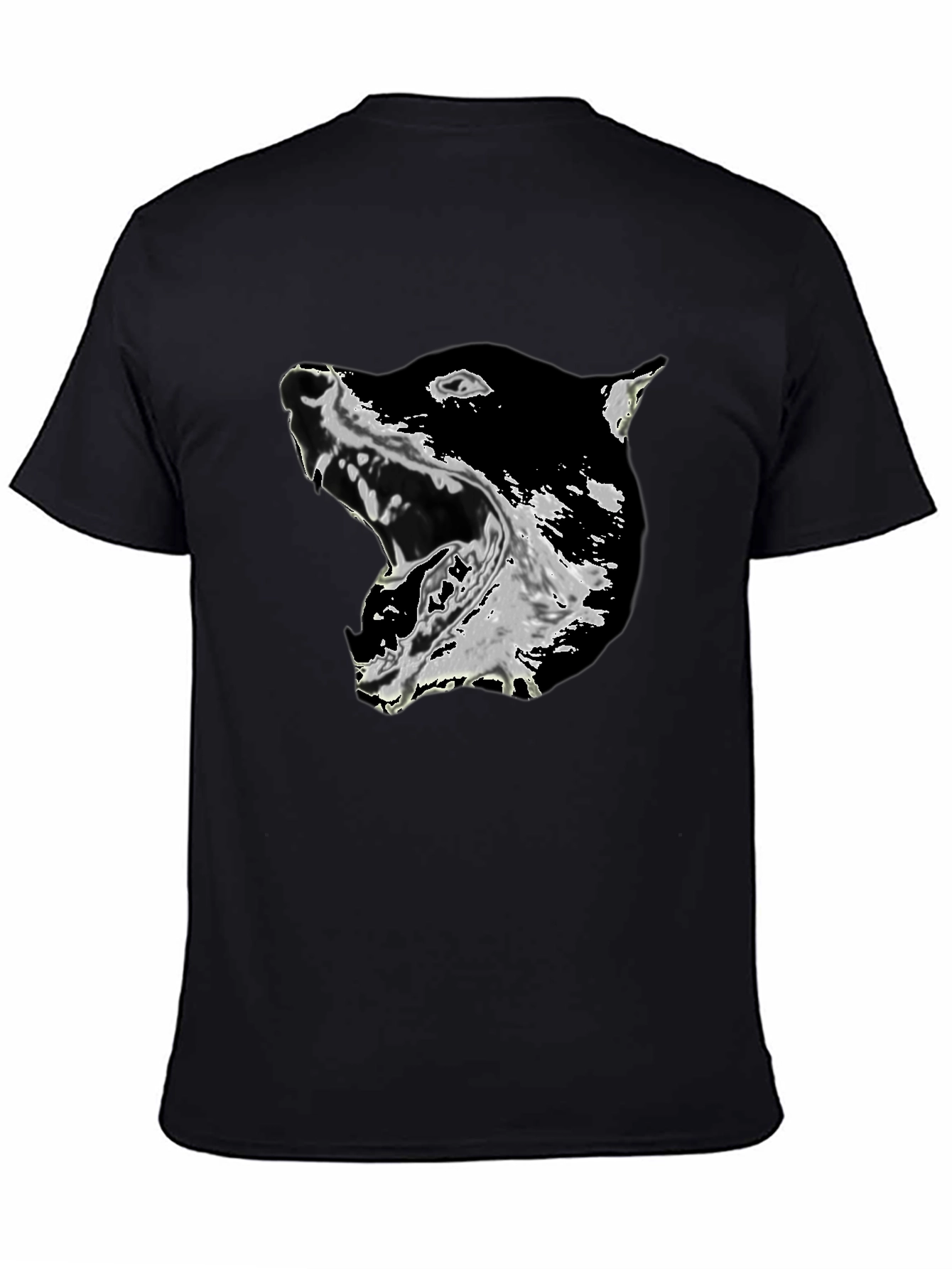Black Graphic Tee - Growling Dog Print