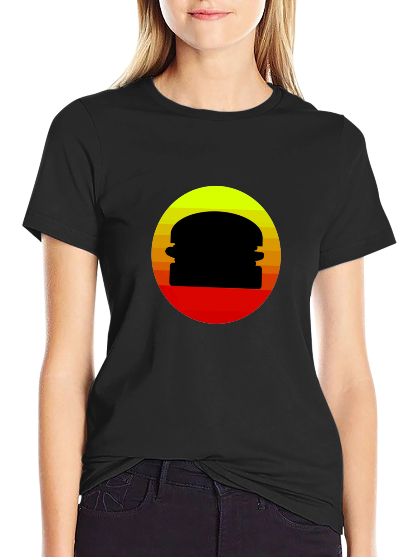 Retro Burger Sunset Graphic T-Shirt