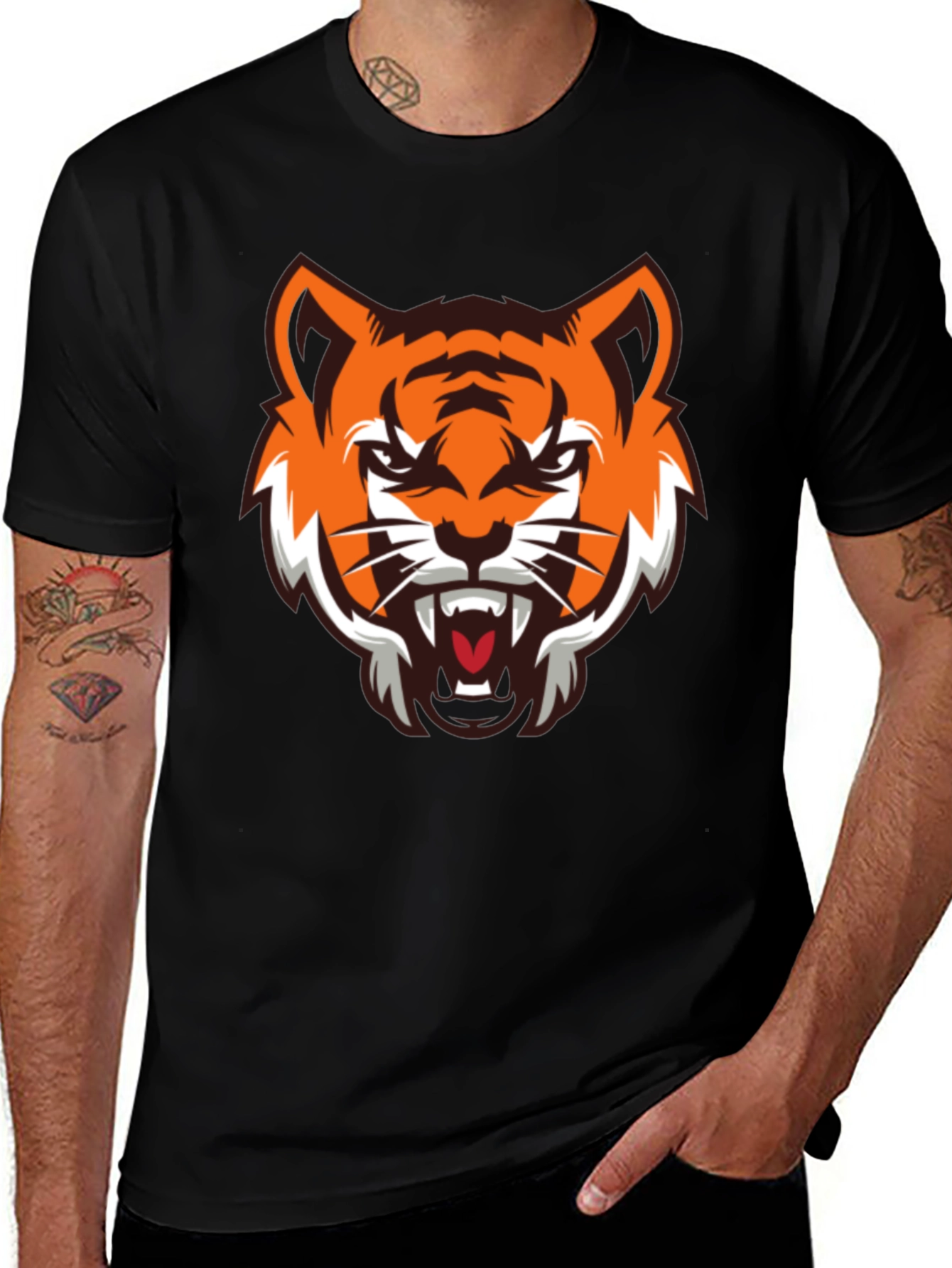 Tiger Graphic Black T-Shirt - Fierce Style