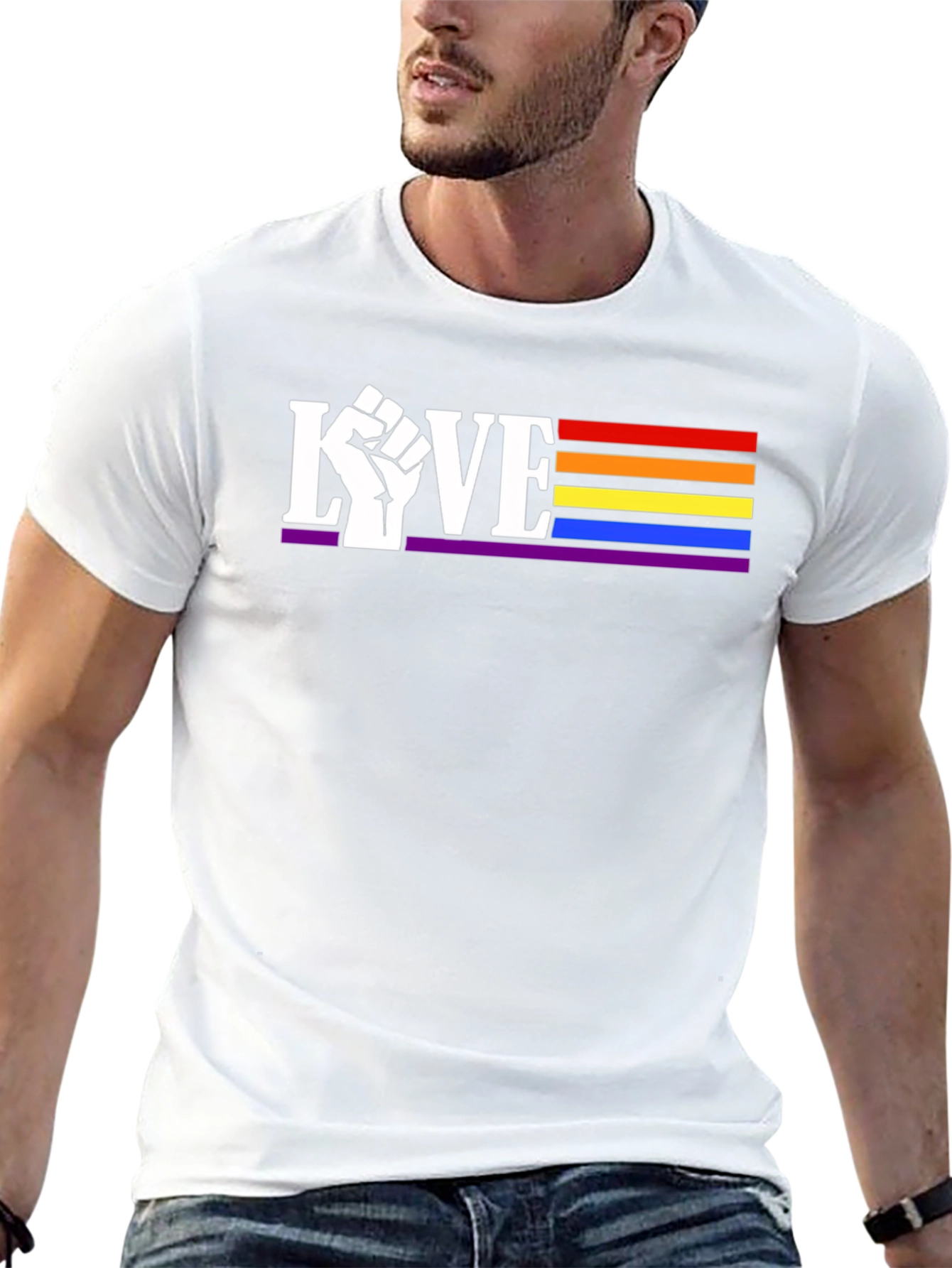 Pride Love T-Shirt: Fist LGBTQ Rainbow Tee