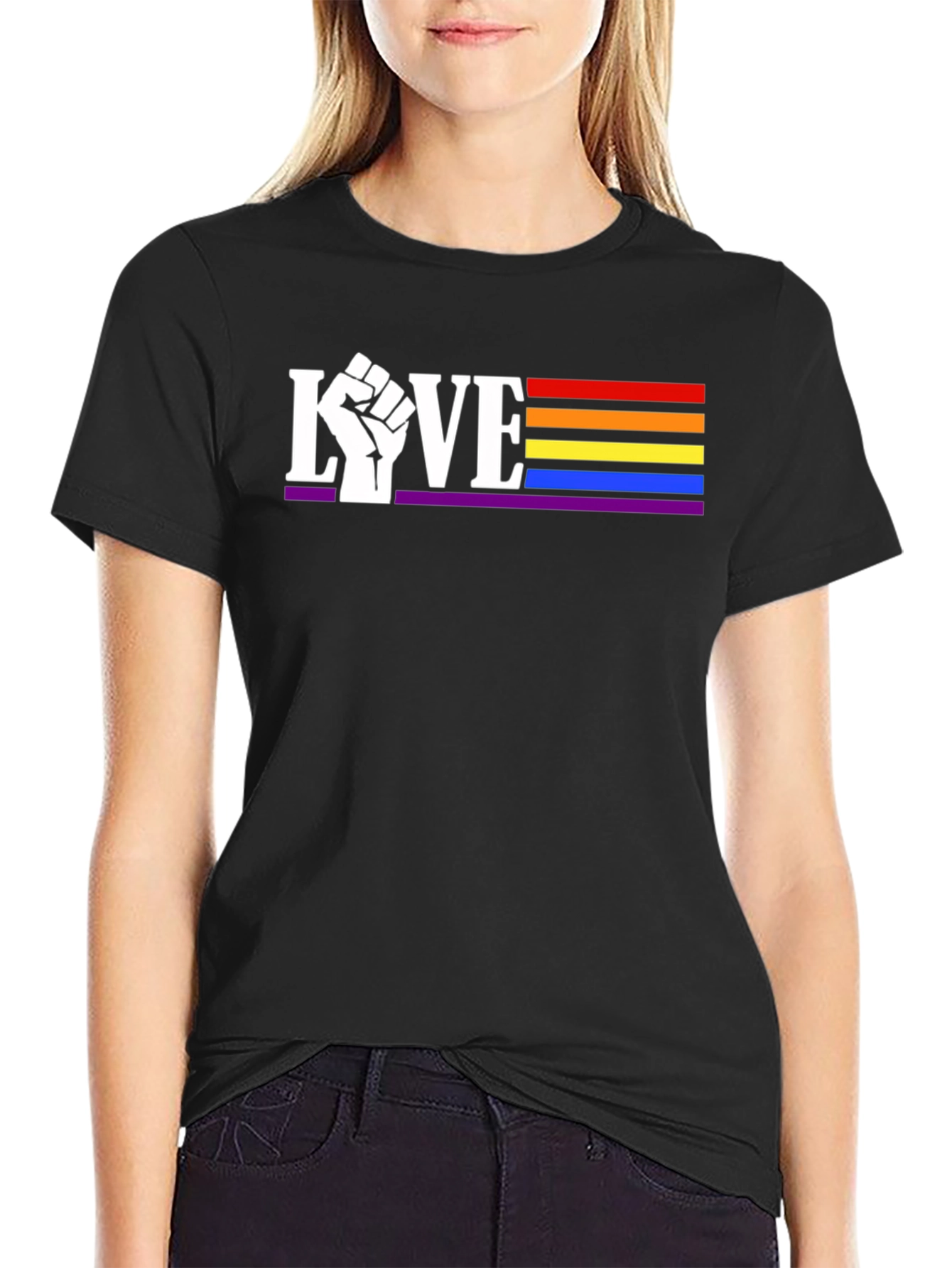 Pride Love T-Shirt: Fist LGBTQ Rainbow Tee