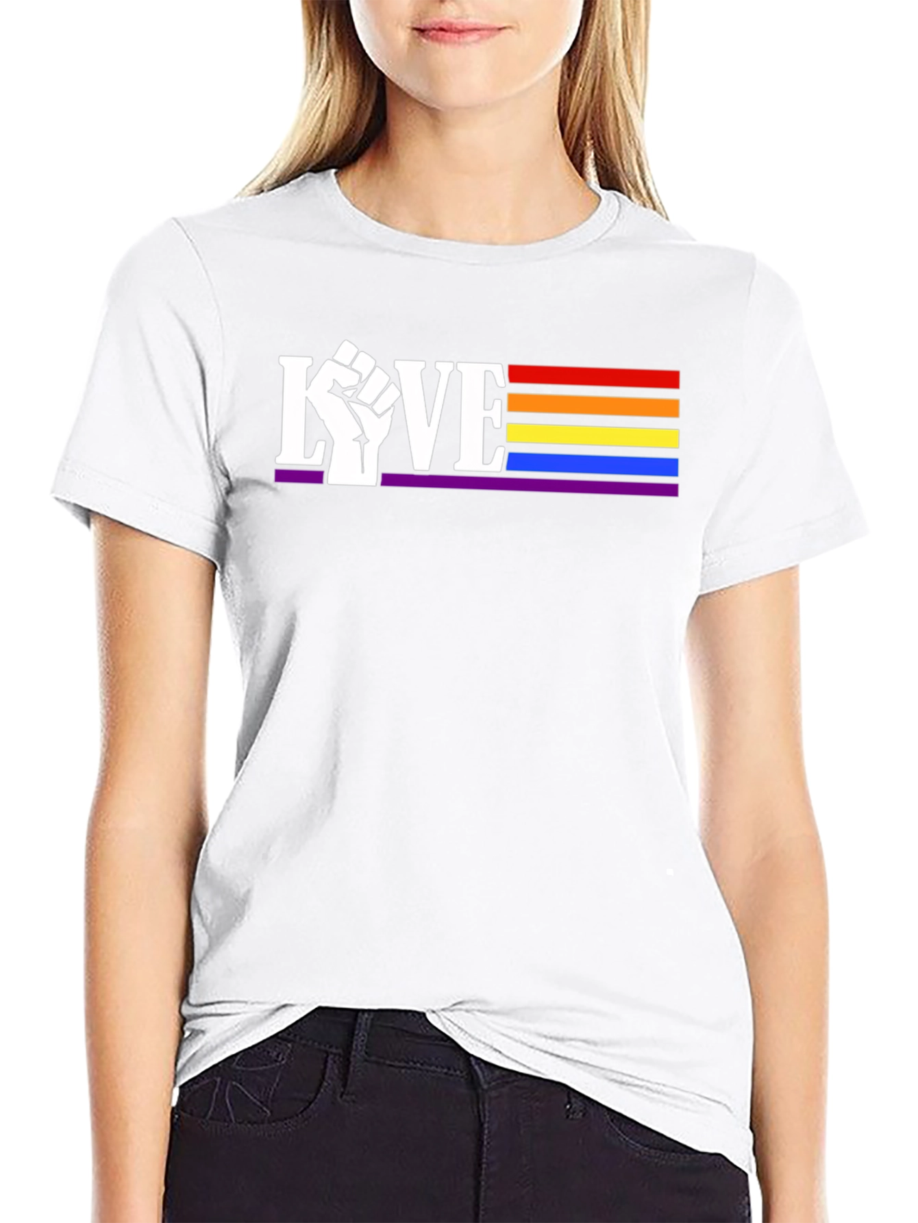 Pride Love T-Shirt: Fist LGBTQ Rainbow Tee