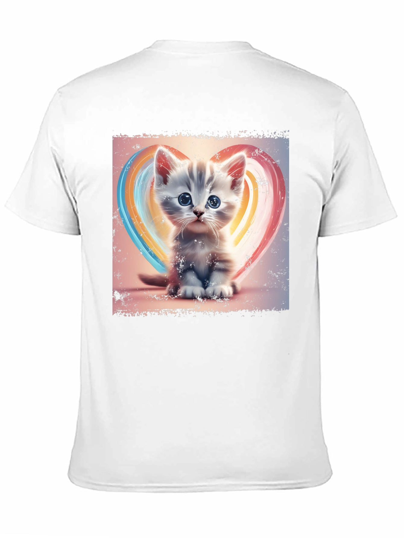 Cute Kitten Heart T-Shirt - Soft Black Cotton Tee