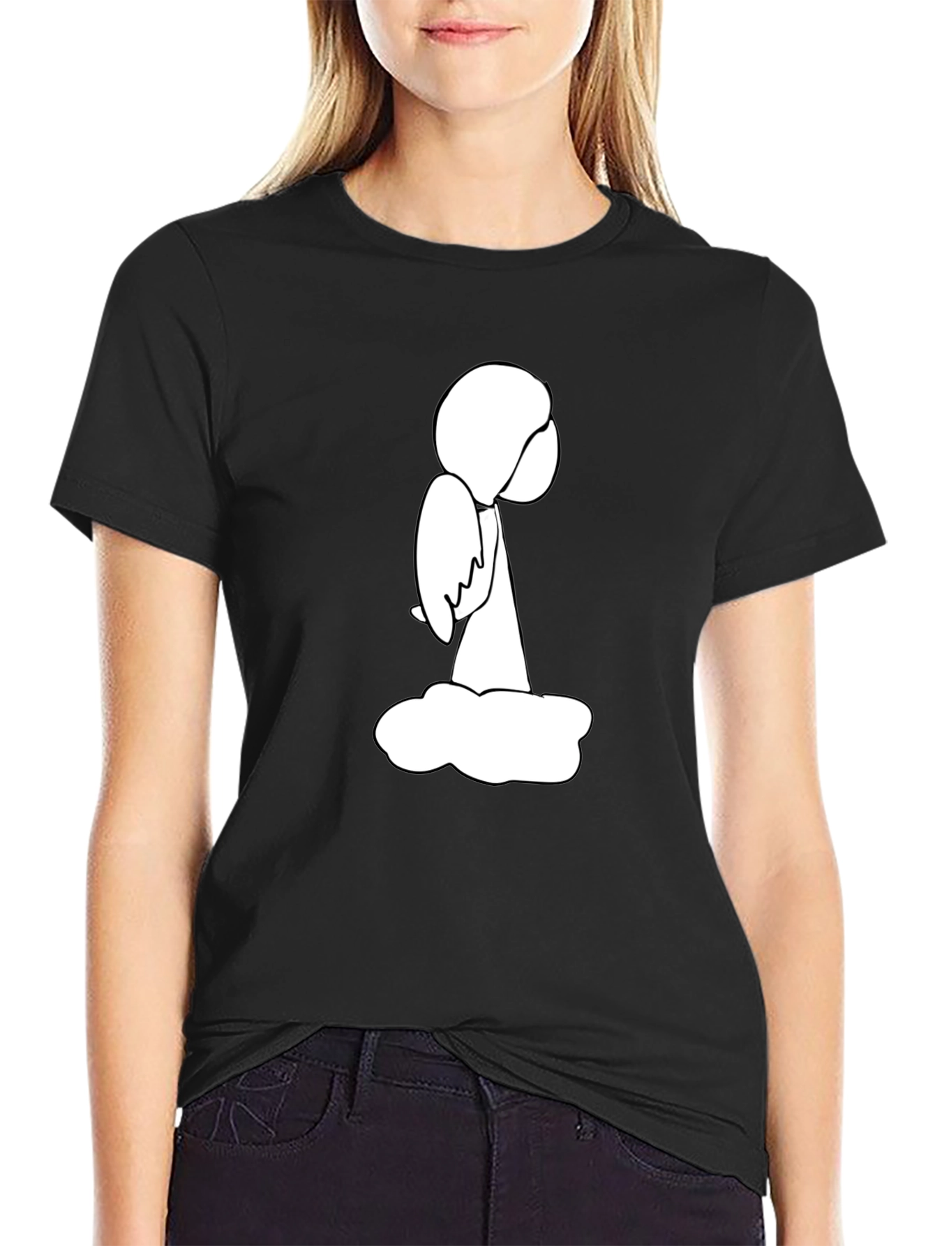 Angel on Cloud Black T-Shirt