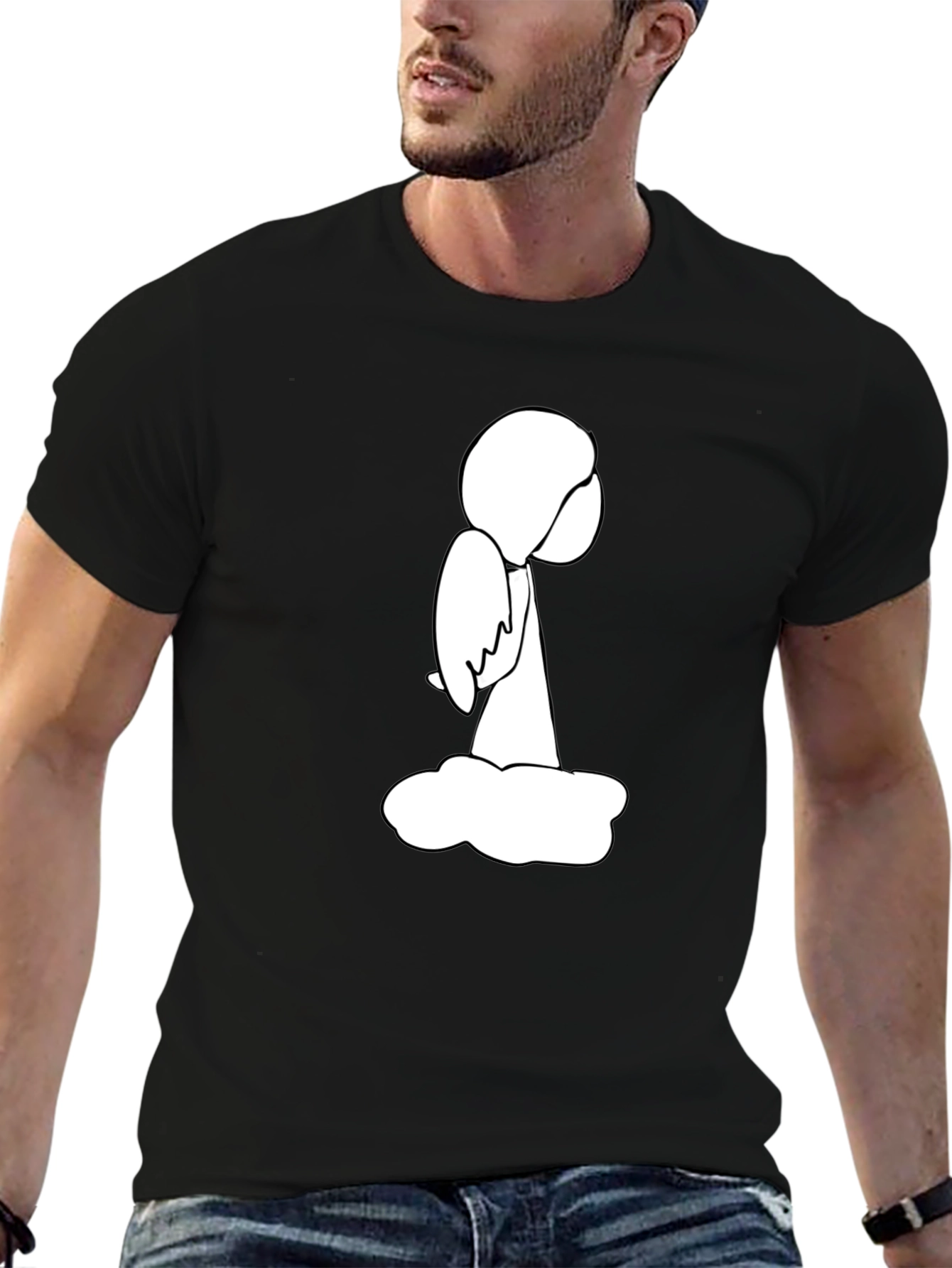 Angel on Cloud Black T-Shirt