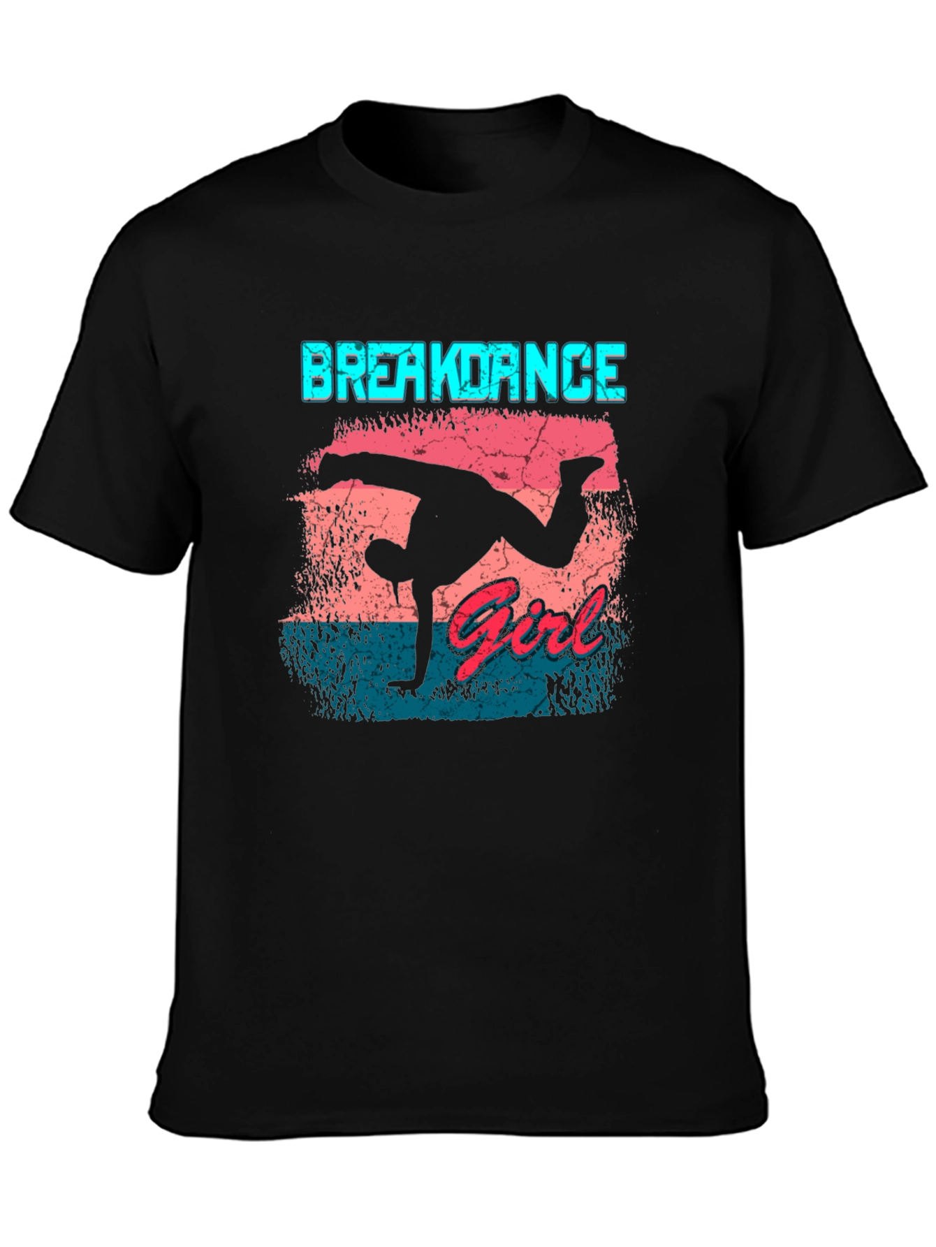 Breakdance Girl Graphic Tee - Black Cotton Casual