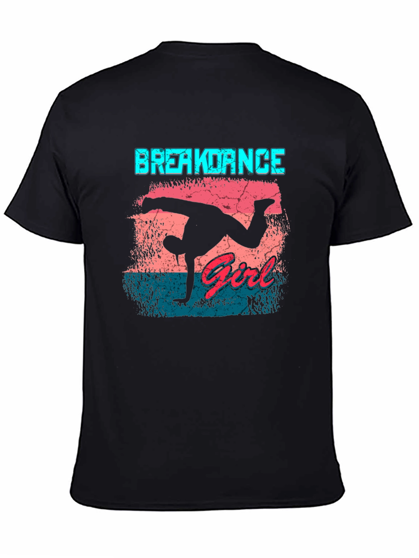 Breakdance Girl Graphic Tee - Black Cotton Casual