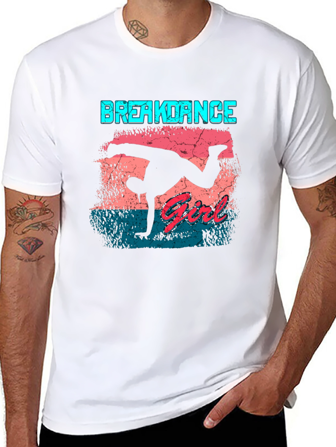 Breakdance Girl Graphic Tee - Black Cotton Casual