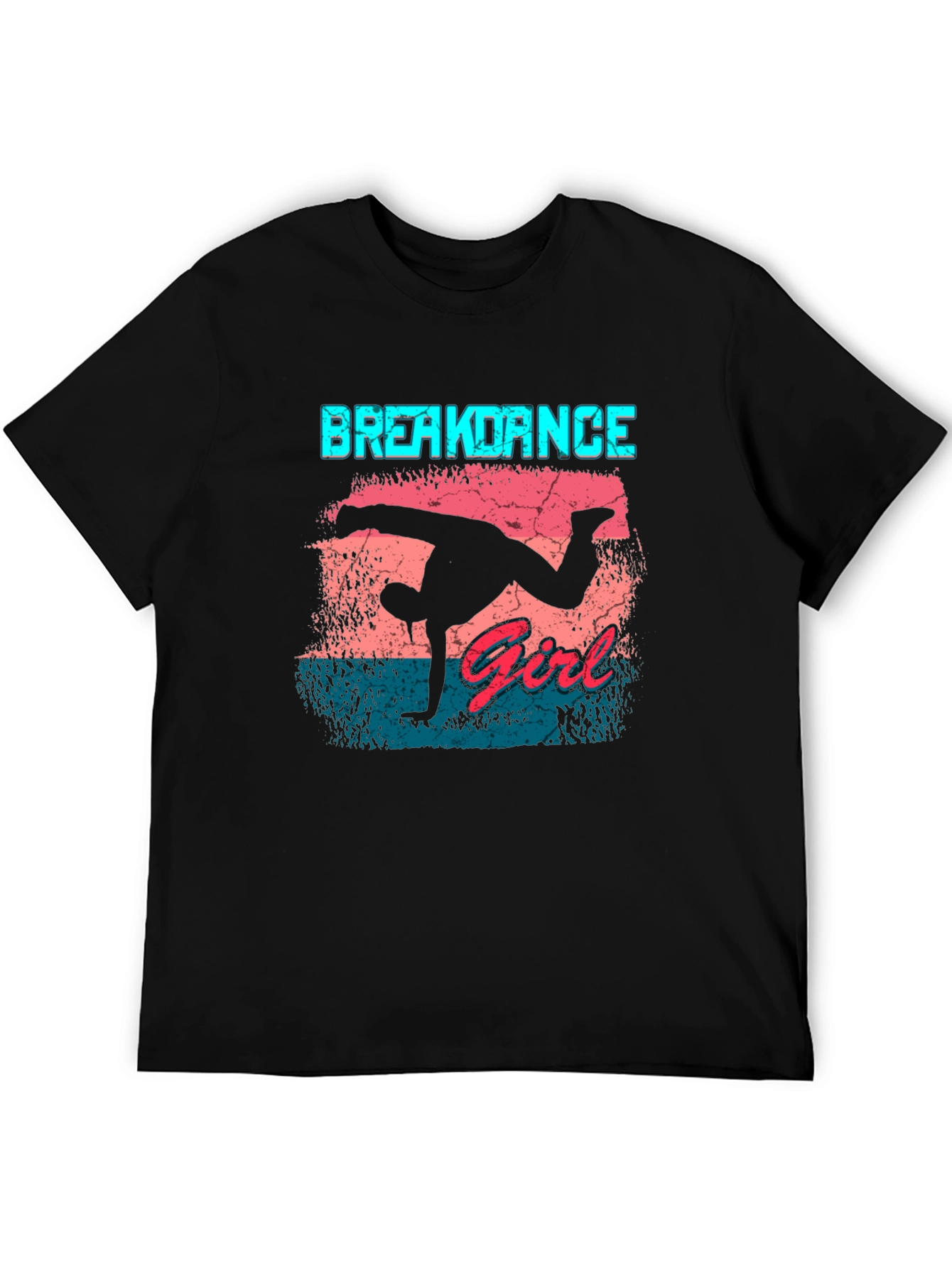 Breakdance Girl Graphic Tee - Black Cotton Casual