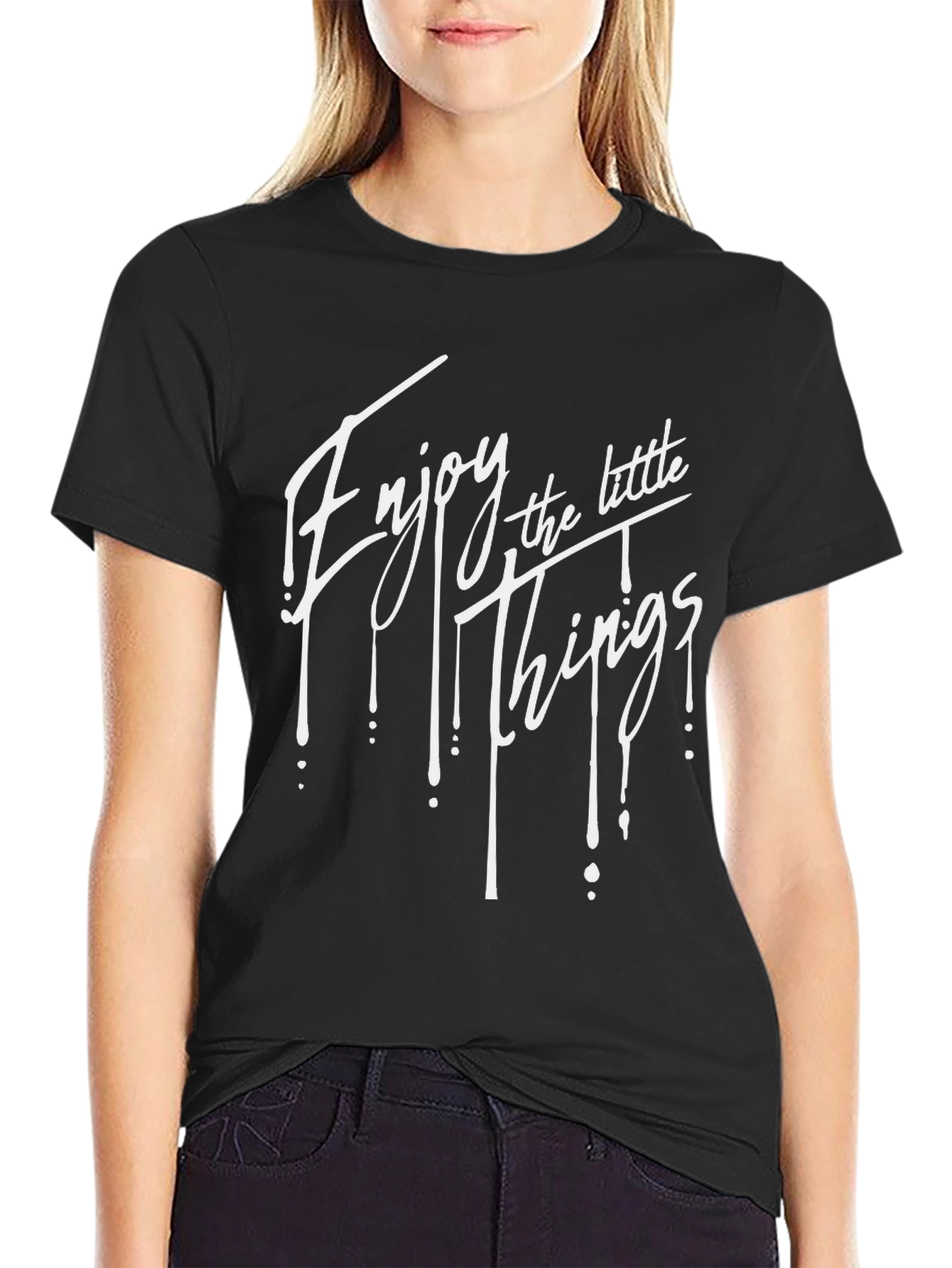 Enjoy the Little Things Black Graphic Tee