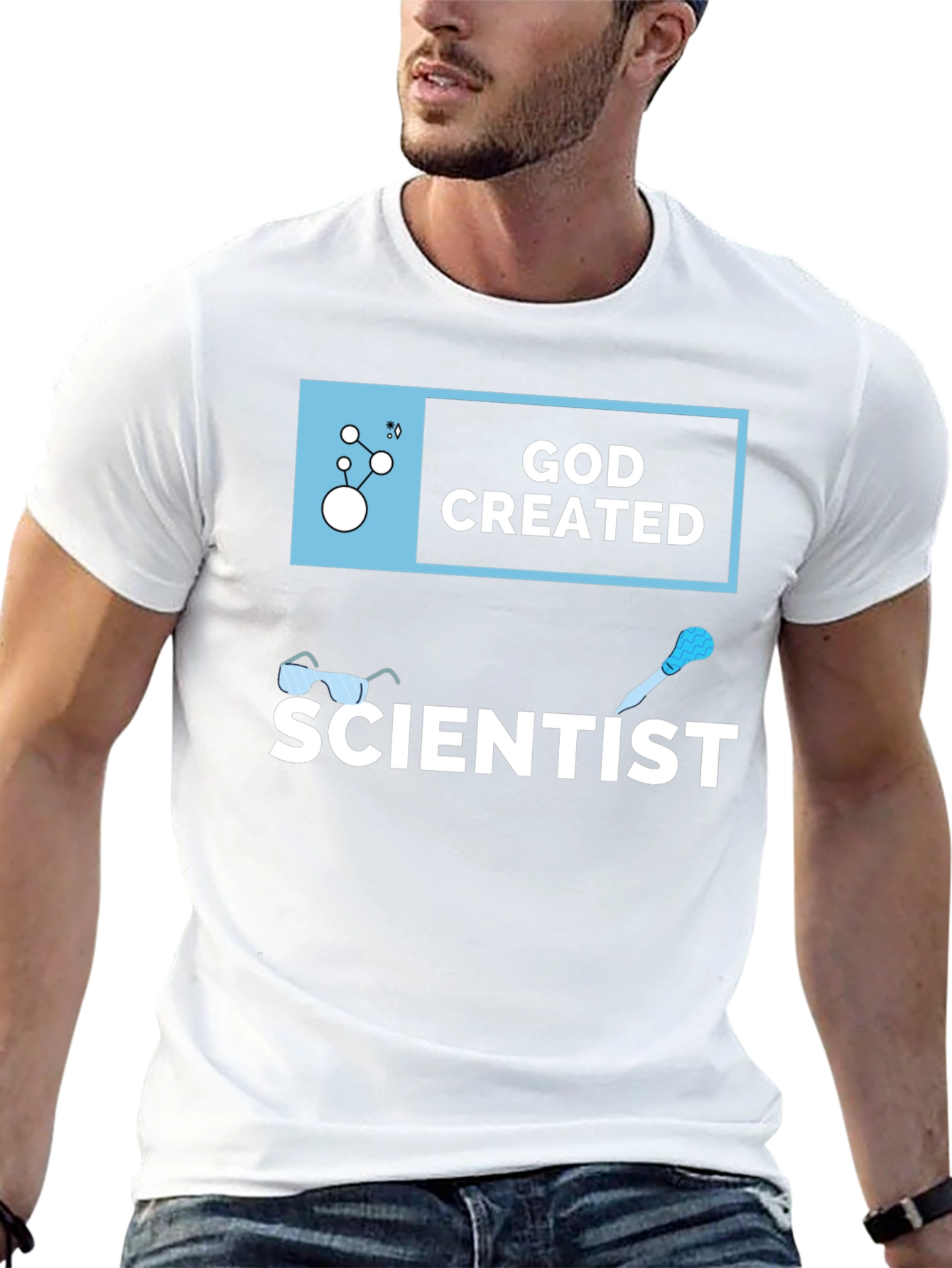God Created Scientist T-Shirt Black Cotton Tee