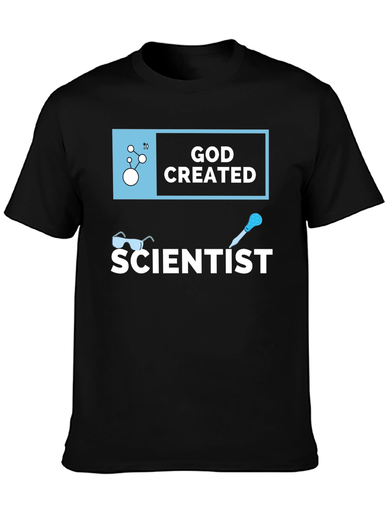 God Created Scientist T-Shirt Black Cotton Tee
