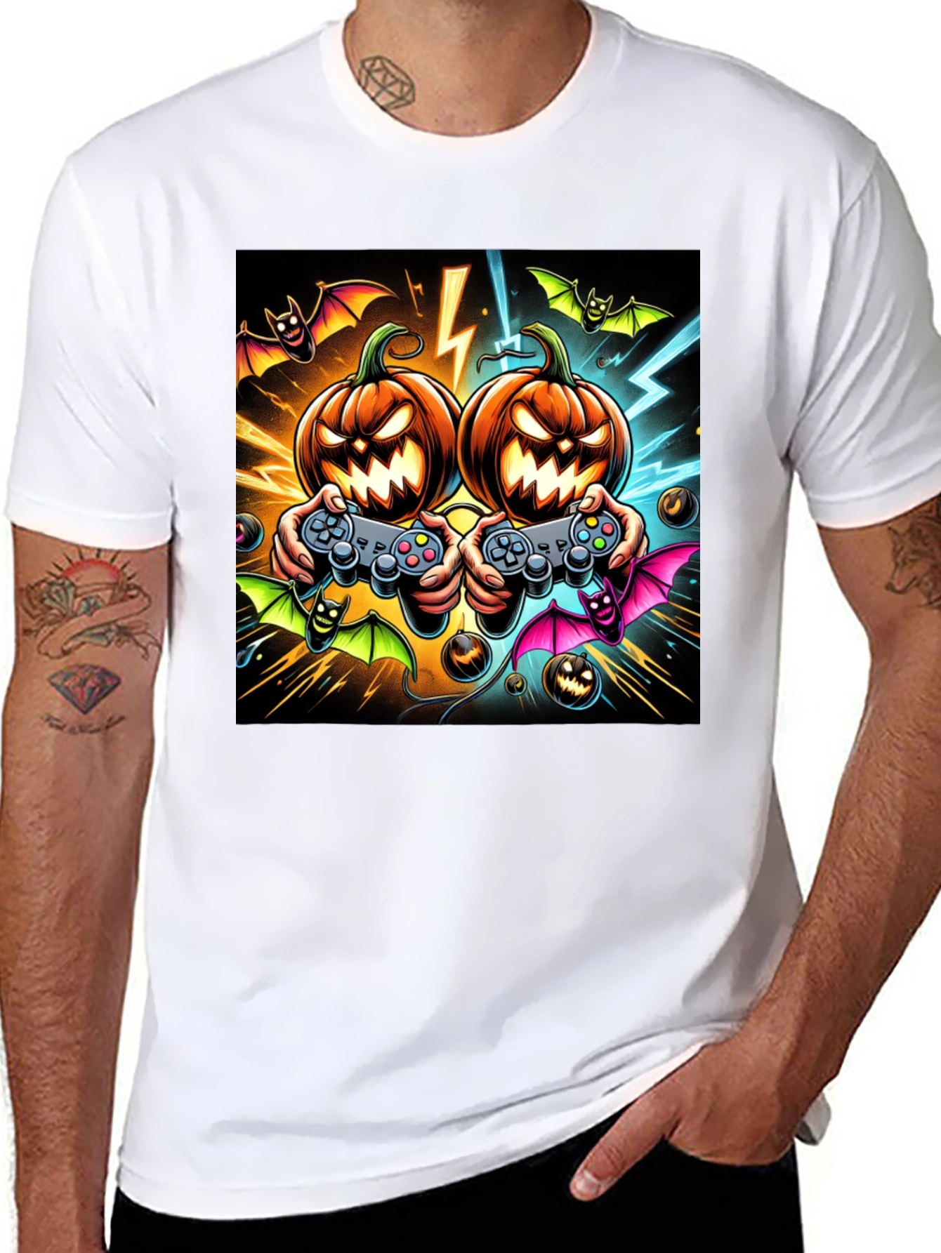 Halloween Gaming T-Shirt Pumpkin Game Controller