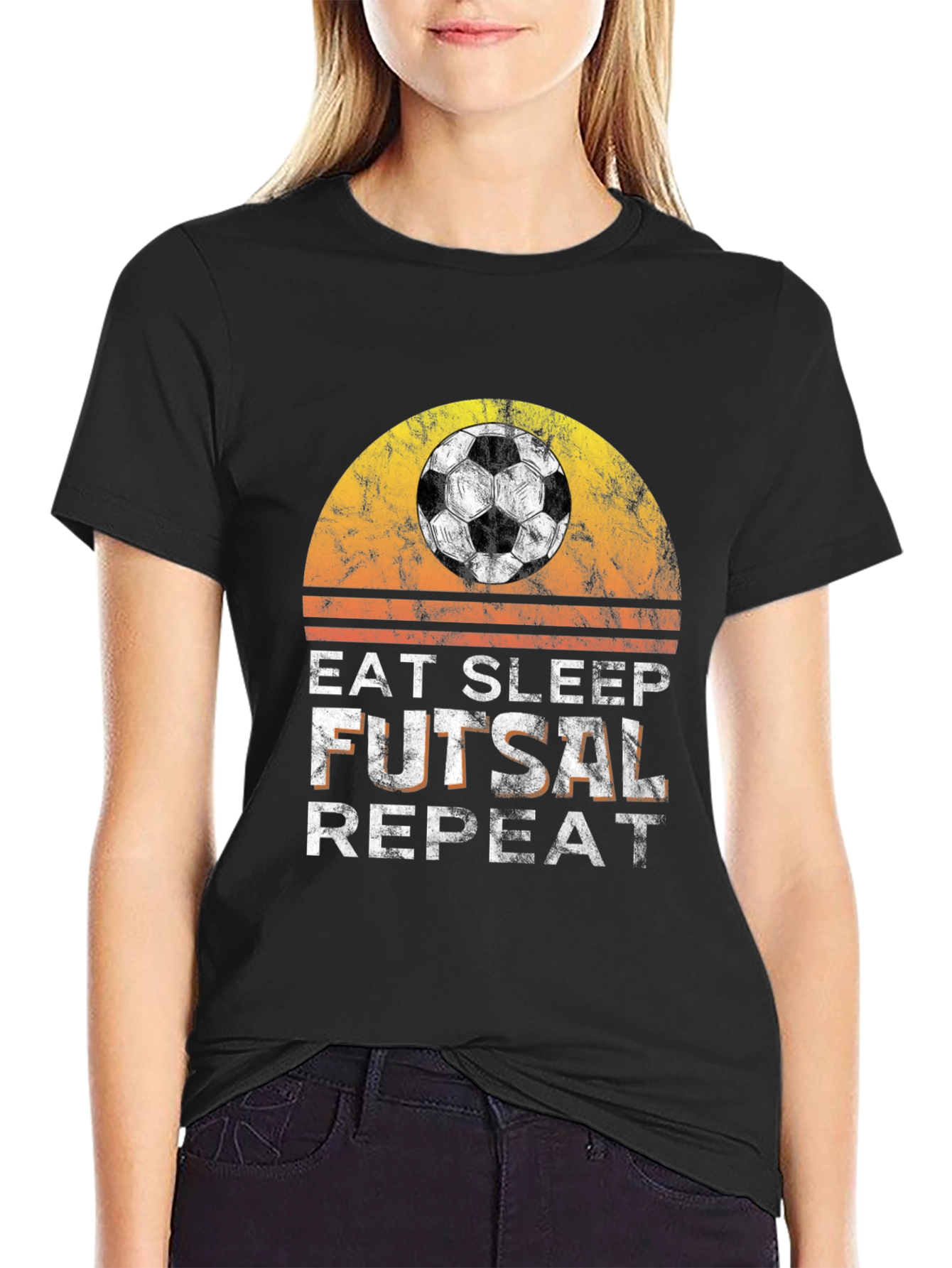 Eat Sleep Futsal Repeat Graphic Tee