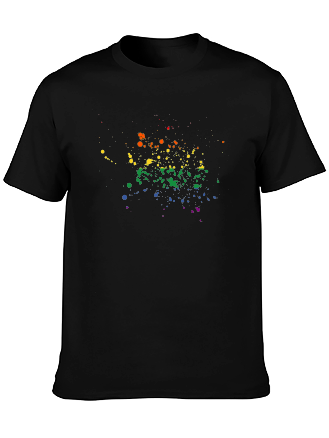 Rainbow Splatter Graphic Black T-Shirt