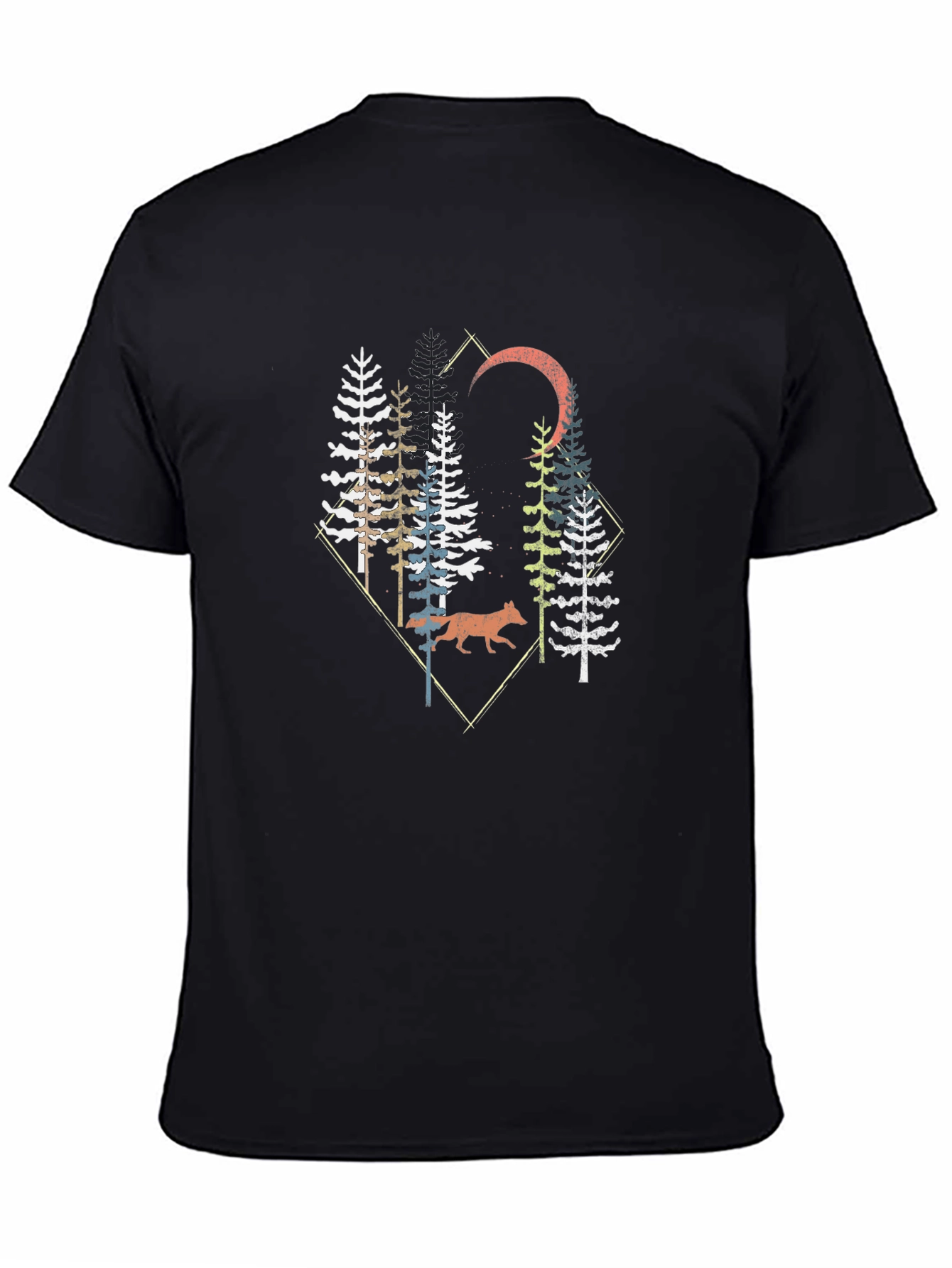 Nature Graphic Tee - Wolf & Pine Tree Design