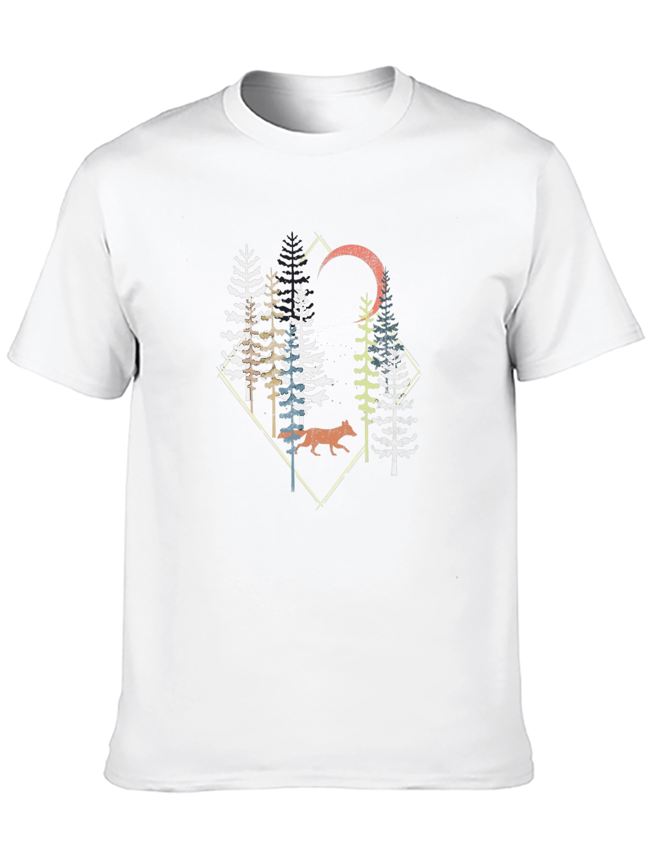 Nature Graphic Tee - Wolf & Pine Tree Design