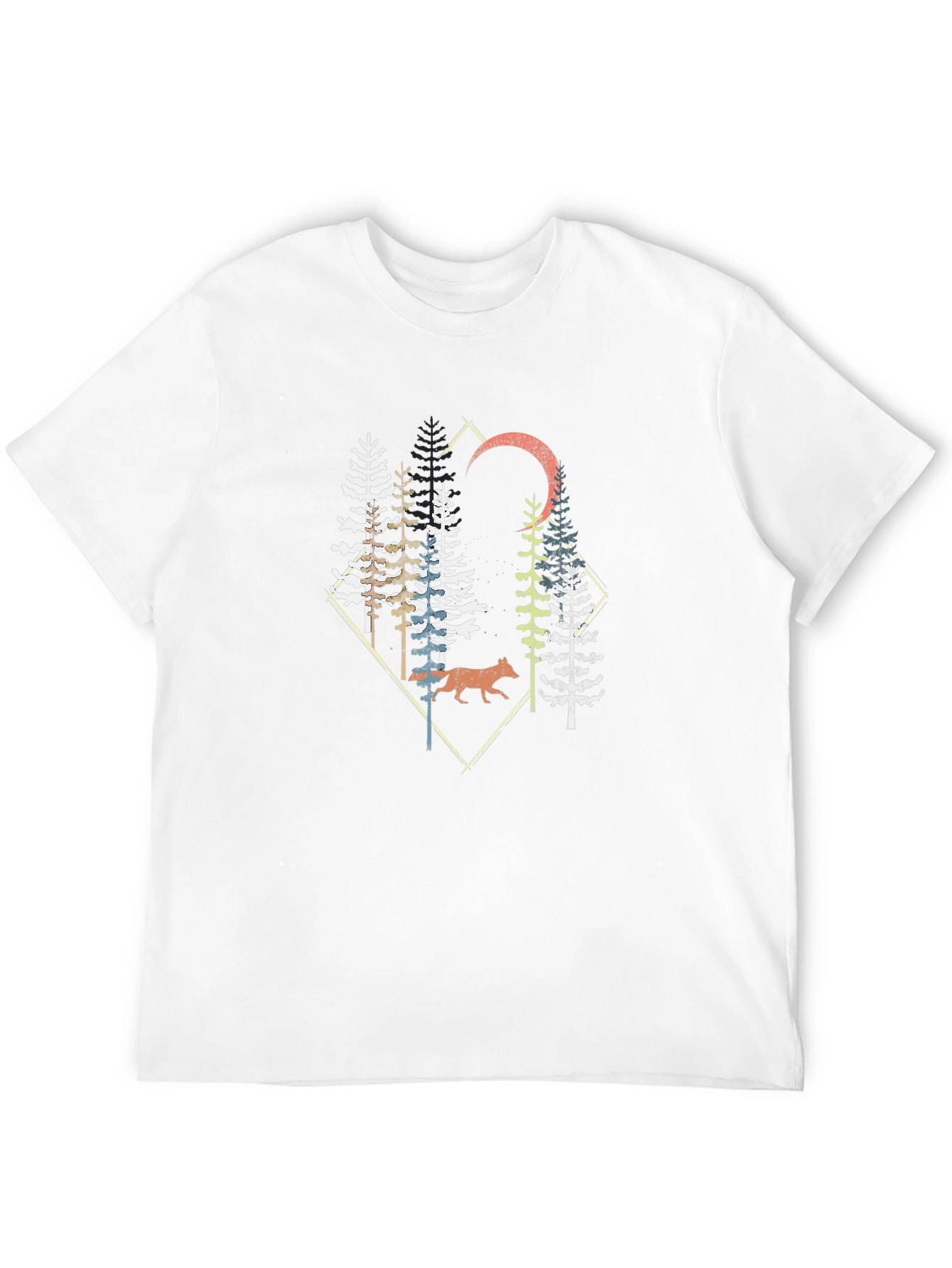 Nature Graphic Tee - Wolf & Pine Tree Design