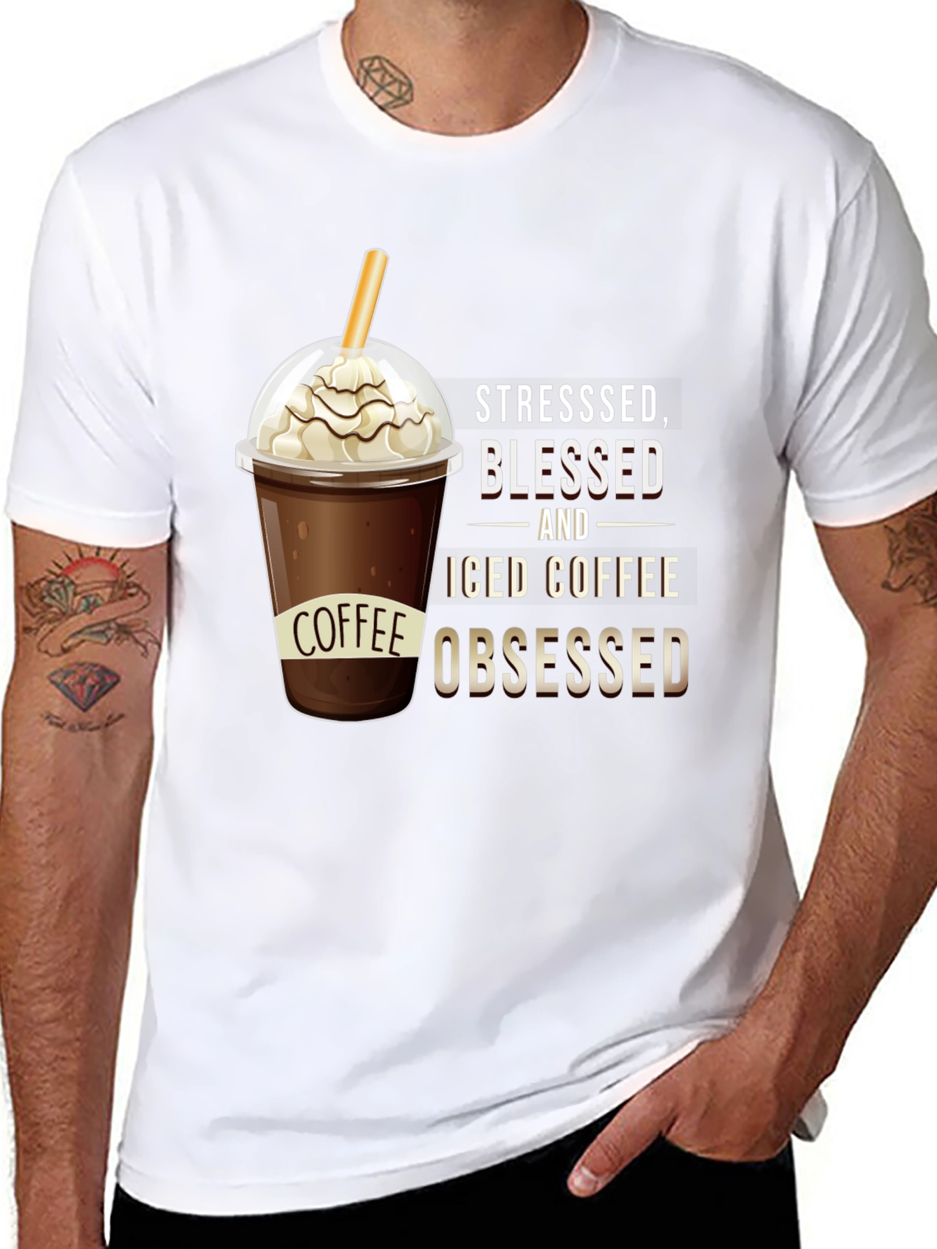 Stressed Blessed and Iced Coffee Obsessed T-Shirt