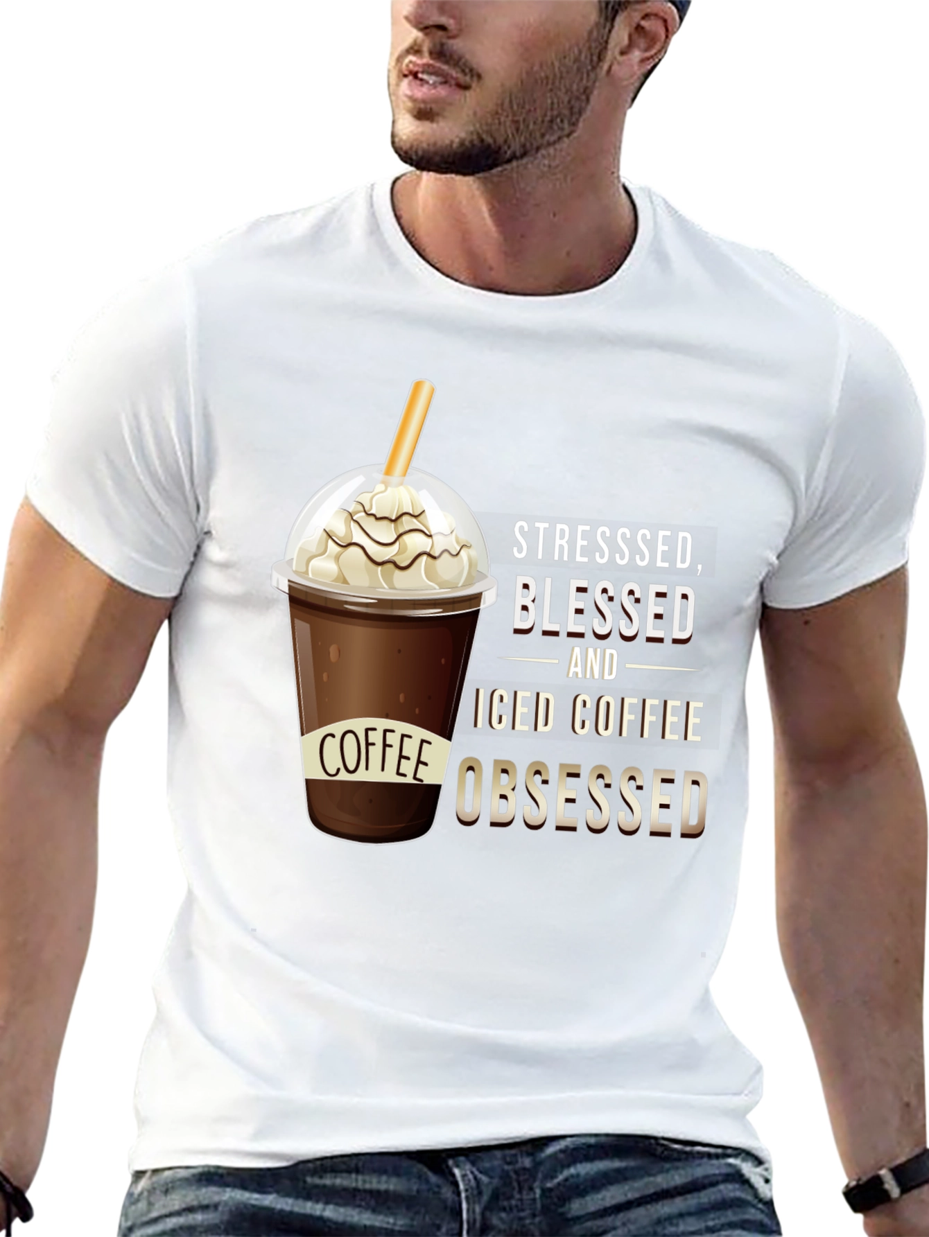 Stressed Blessed and Iced Coffee Obsessed T-Shirt