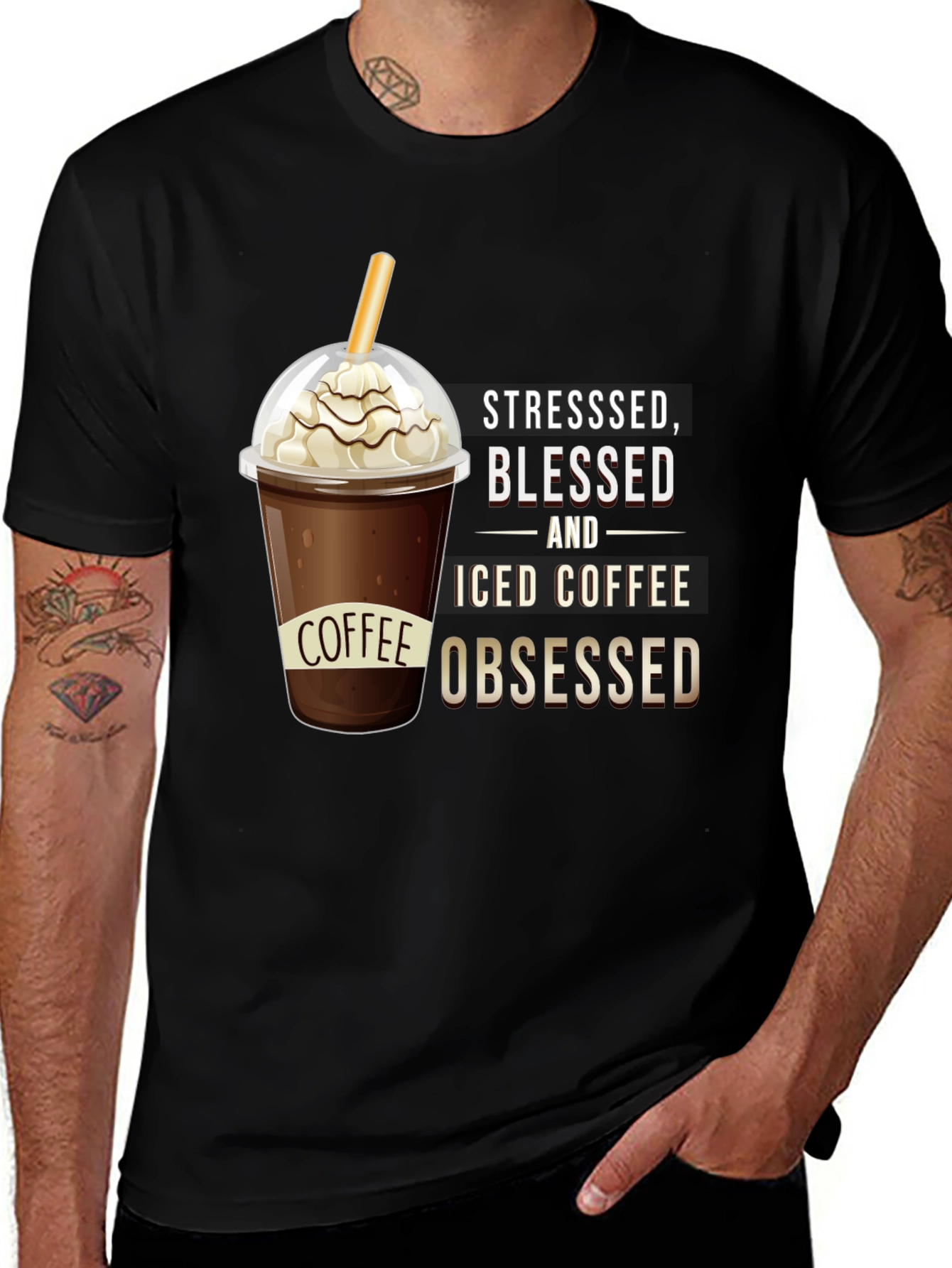 Stressed Blessed and Iced Coffee Obsessed T-Shirt