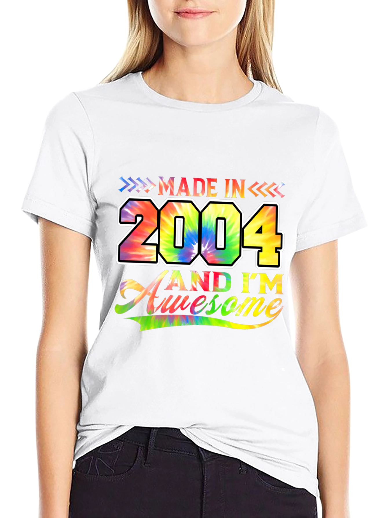 Made in 2004 Awesome Tie-Dye Graphic T-Shirt