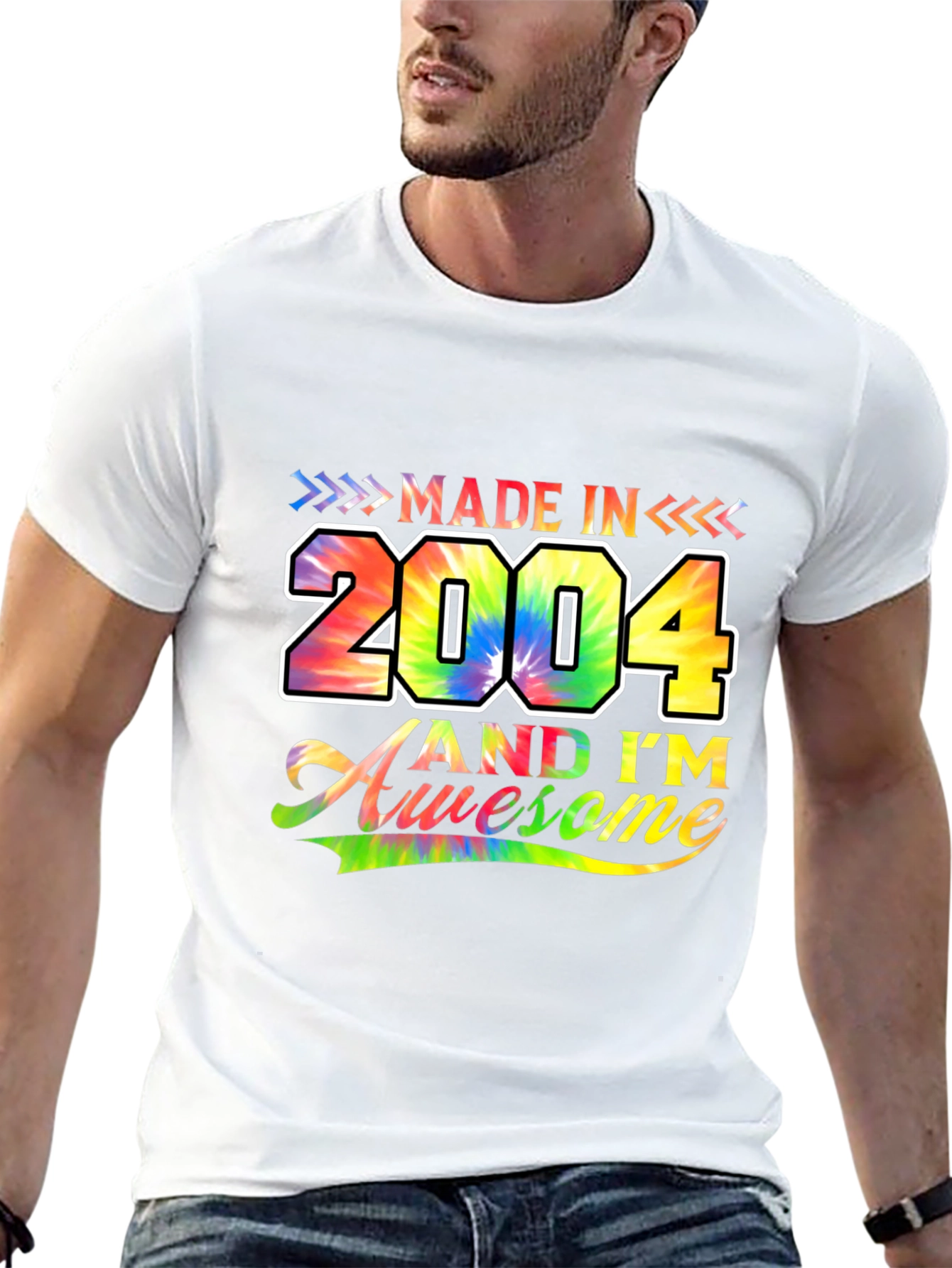 Made in 2004 Awesome Tie-Dye Graphic T-Shirt