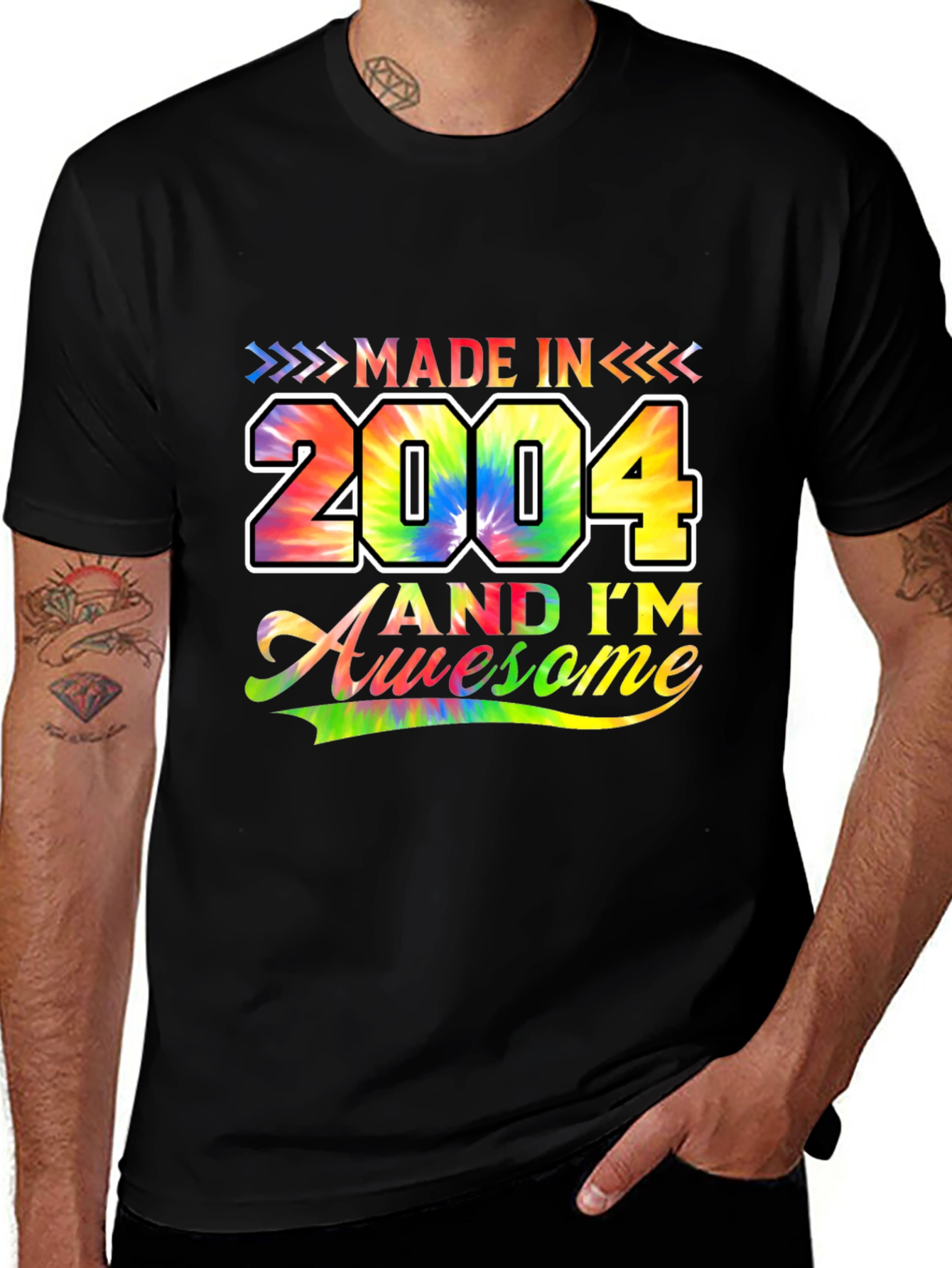 Made in 2004 Awesome Tie-Dye Graphic T-Shirt